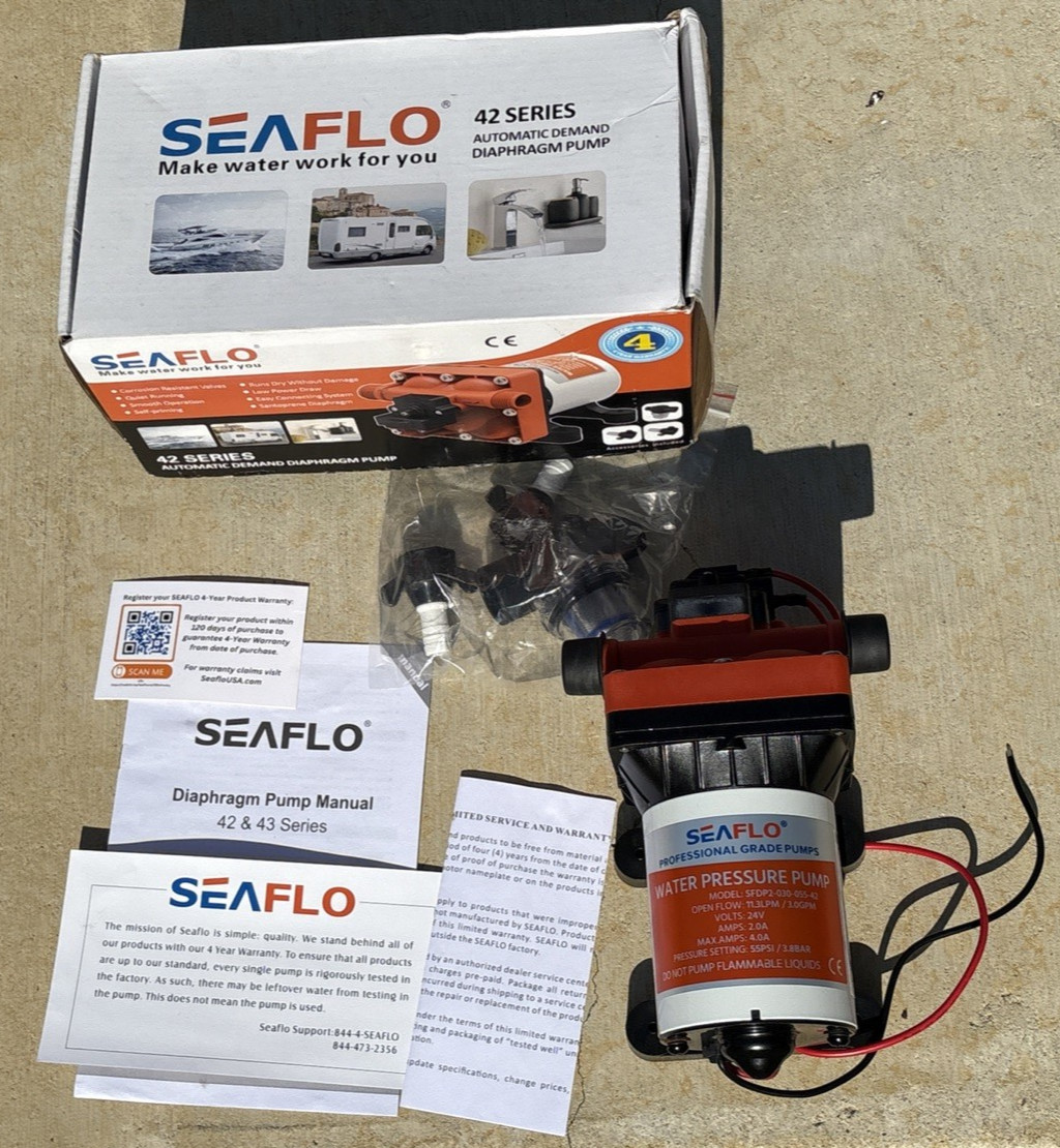 SEAFLO 4-chamber diaphragm pump 55 psi-  SFDP2-030-055-42 24V- Open Box