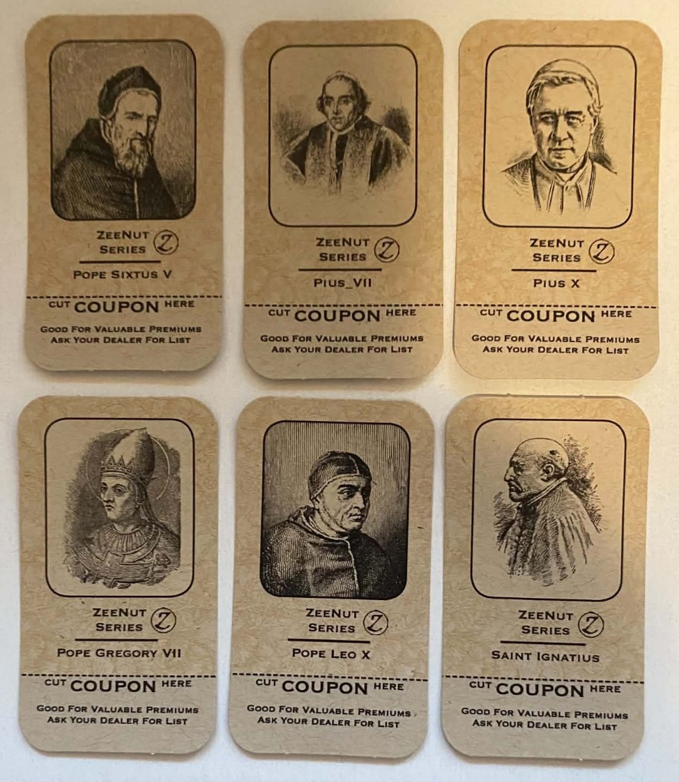 (6) Rare POPE Coupon Cards IGNATIUS, LEO, SIXTUS, PIUS, etc