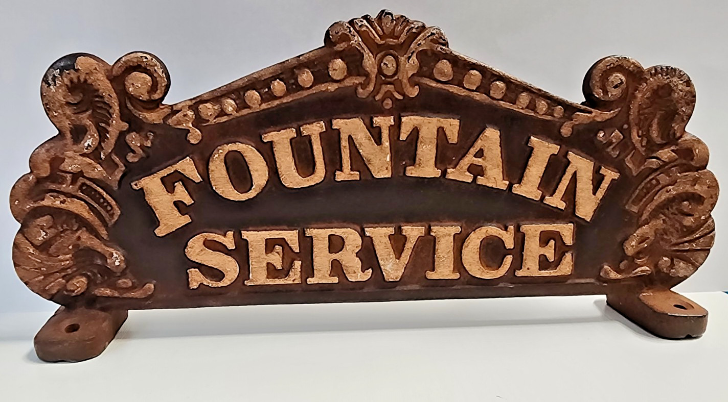 Fountain Service Coca-Cola Vintage Cast Iron Sign From Drug Store Fountain Service Coca-Cola Vintage Cast Iron Sign From Drug Store