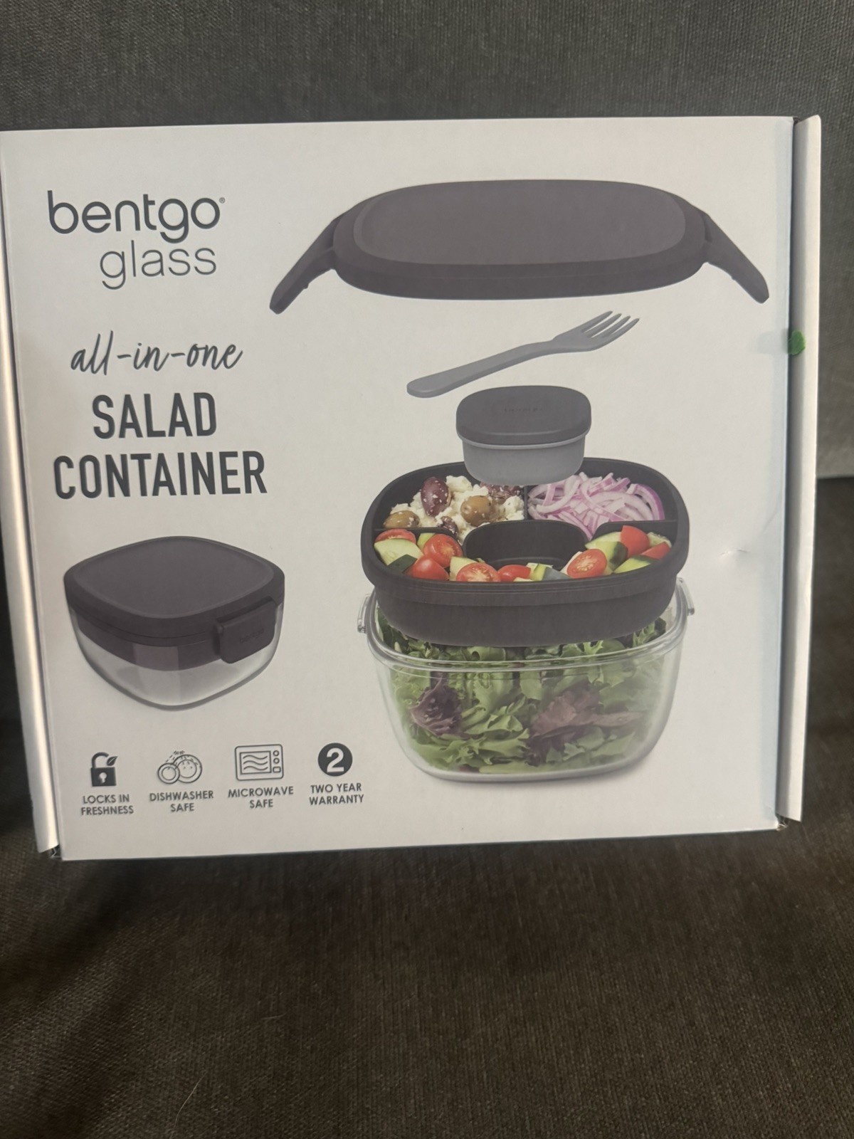 Bentgo 7.6c Glass Salad Container Dark Gray *SEE DETAILS* Bentgo 7.6c Glass Salad Container Dark Gray *SEE DETAILS*