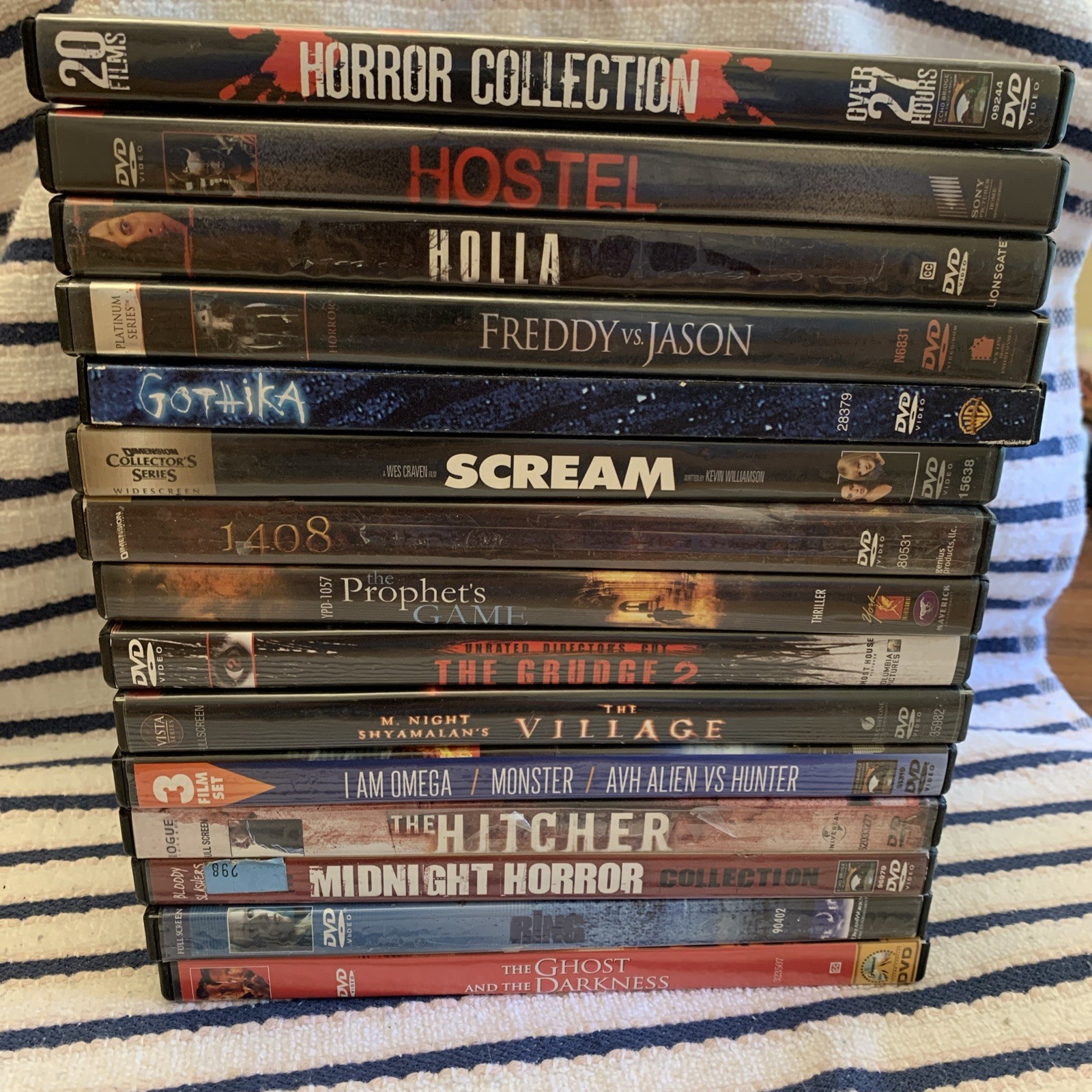 Lot of 15 OOP Horror DVDs - Holla, 1408, The Village, Hostel, The Hitcher, Ring