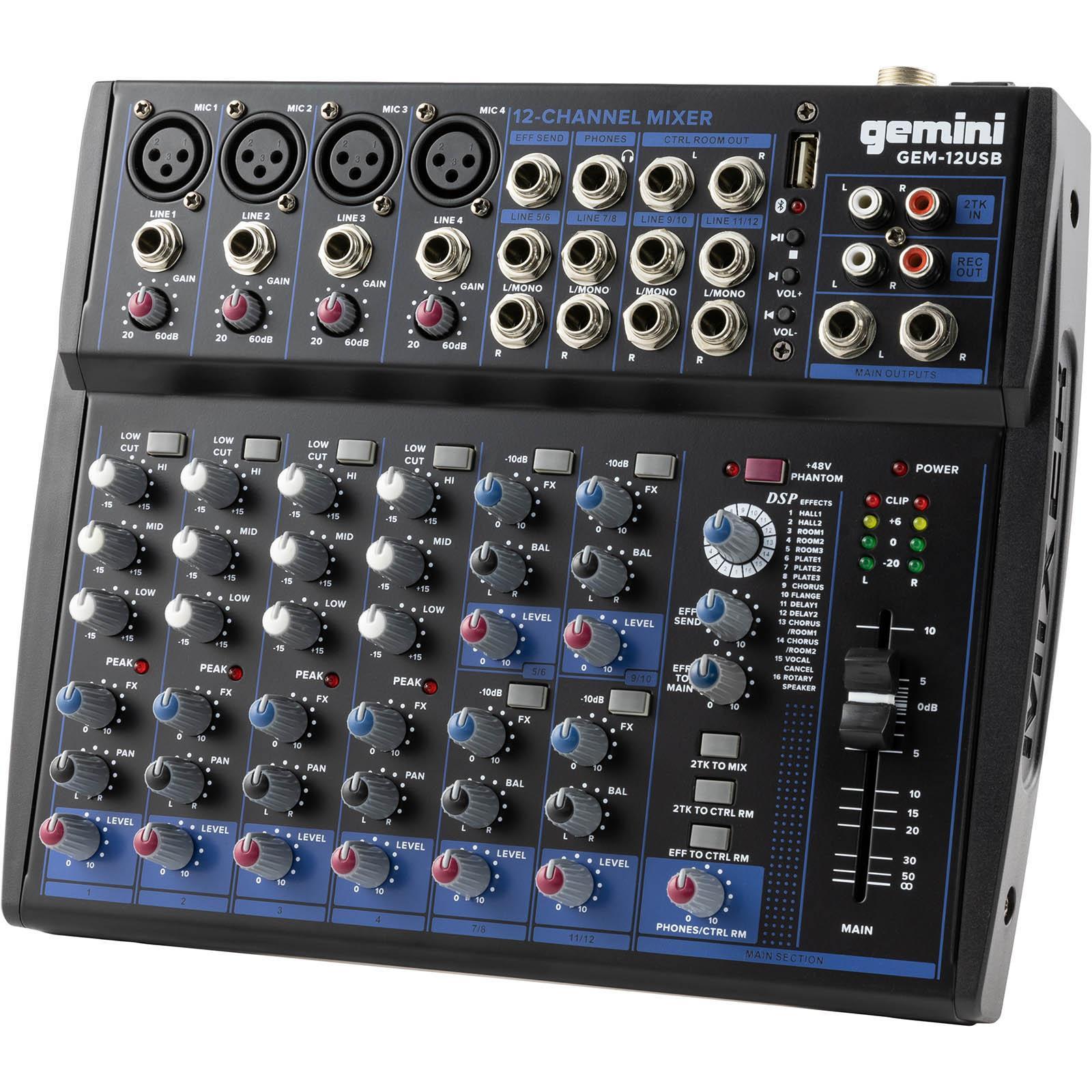 Gemini GEM-012USB 12 Channel Bluetooth Audio Mixer Pack