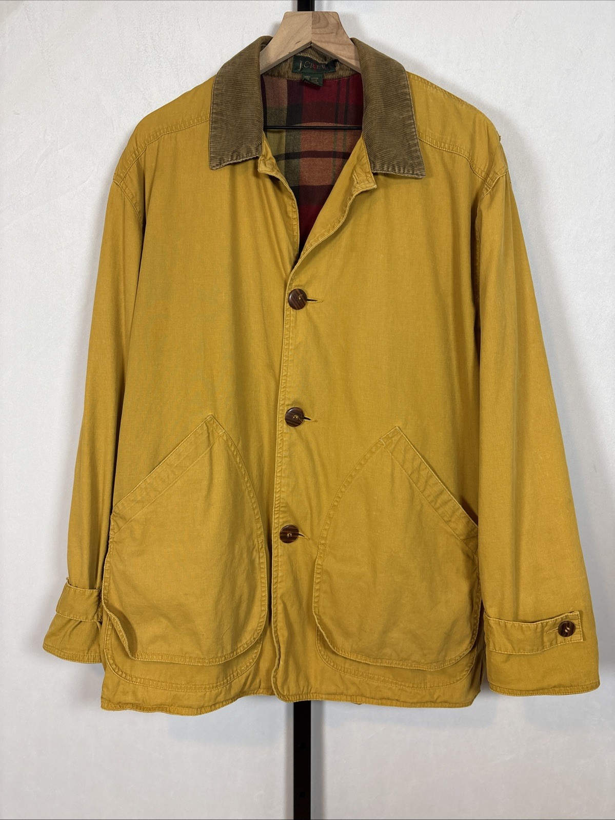 Vtg J. Crew Barn Jacket Mens Medium Oarsman Flannel Lined Chore Hunting Field