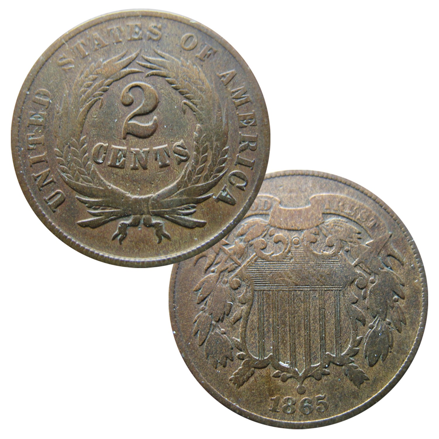 1865 Two Cent Piece Circulated Condition 1865 Two Cent Piece Circulated Condition