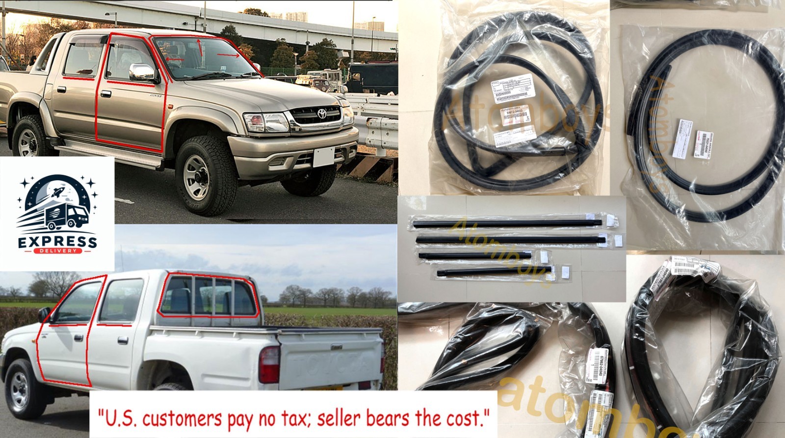 OEM TOYOTA HILUX TRUCK LN166 LN167 weatherstrip door seal rubber belt windshield