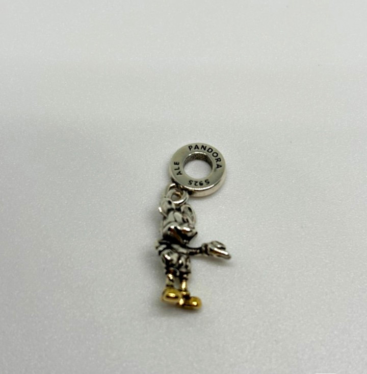 PANDORA Disney Mickey Mouse Dangle Charm, Silver Tone with Gold Tone Shoes