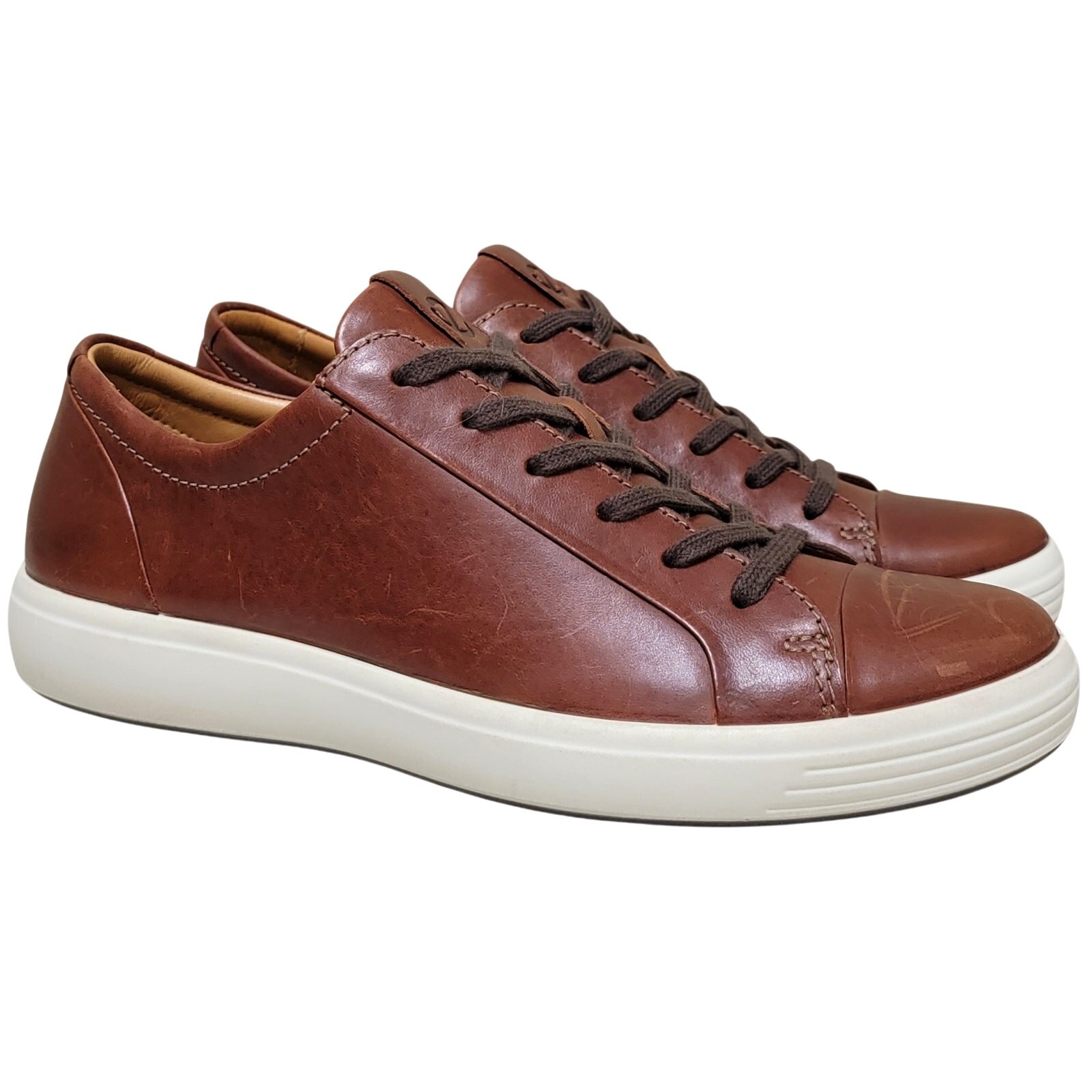 Ecco Men Soft 7 Classic Low Top Lace Up Sneakers Size US 6 EU 40 Brown Leather