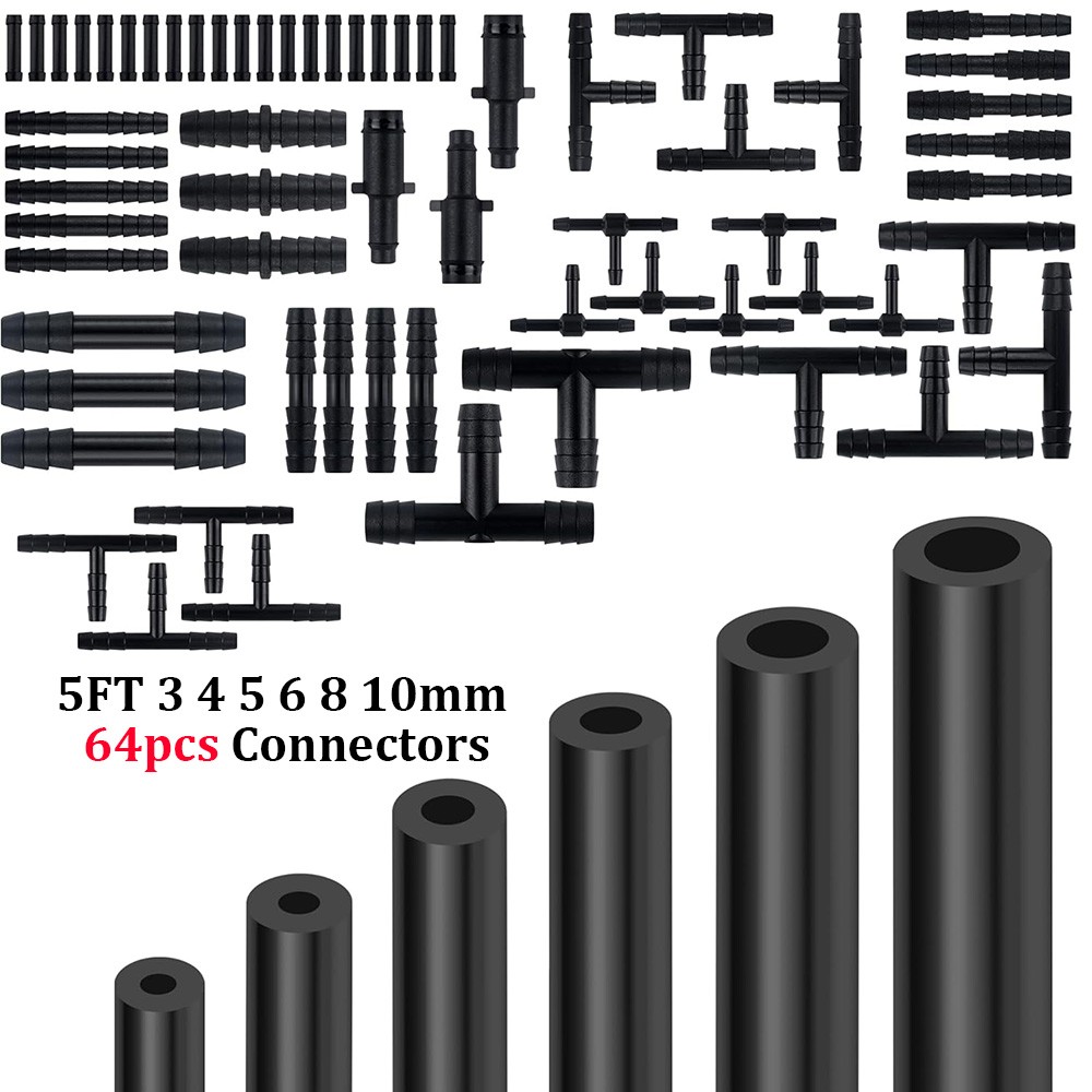 6pcs 5Ft Engine Vacuum Line Silicone Hose Kit W/64pcs Connectors Set For Nissan