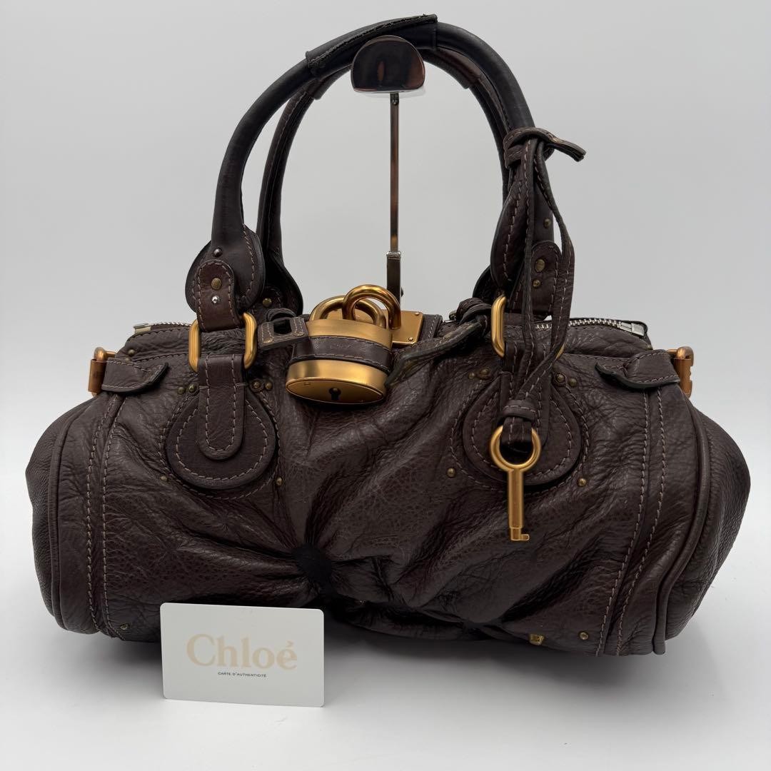 Chloe Paddington Dark Brown Leather Satchel Bag w/Padlock Key Vintage Auth Chloe Paddington Dark Brown Leather Satchel Bag w/Padlock Key Vintage Auth