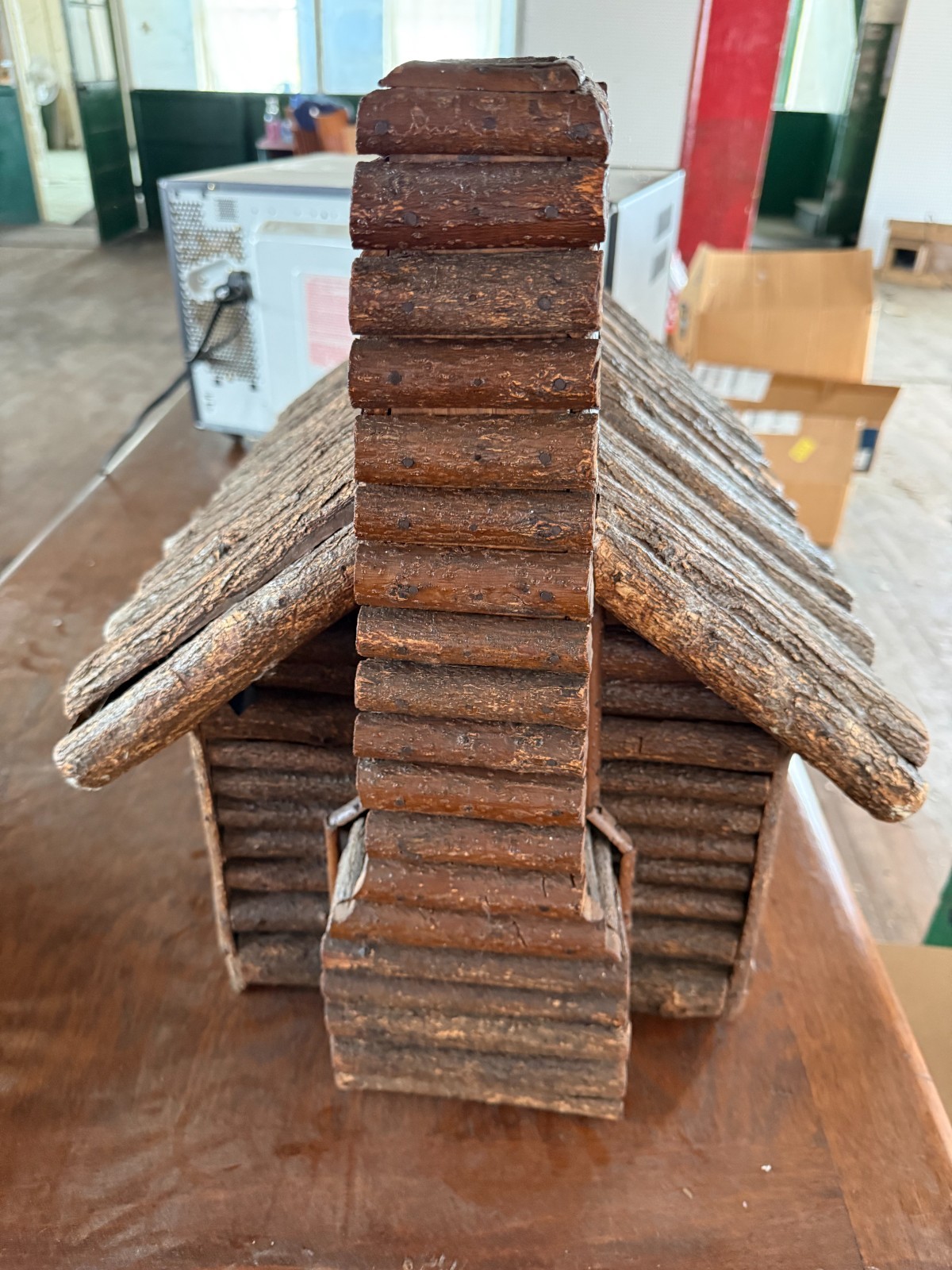 Early 20th-century Handcrafted Folk Art Twig & Log Cabin Miniature Early 20th-century Handcrafted Folk Art Twig & Log Cabin Miniature