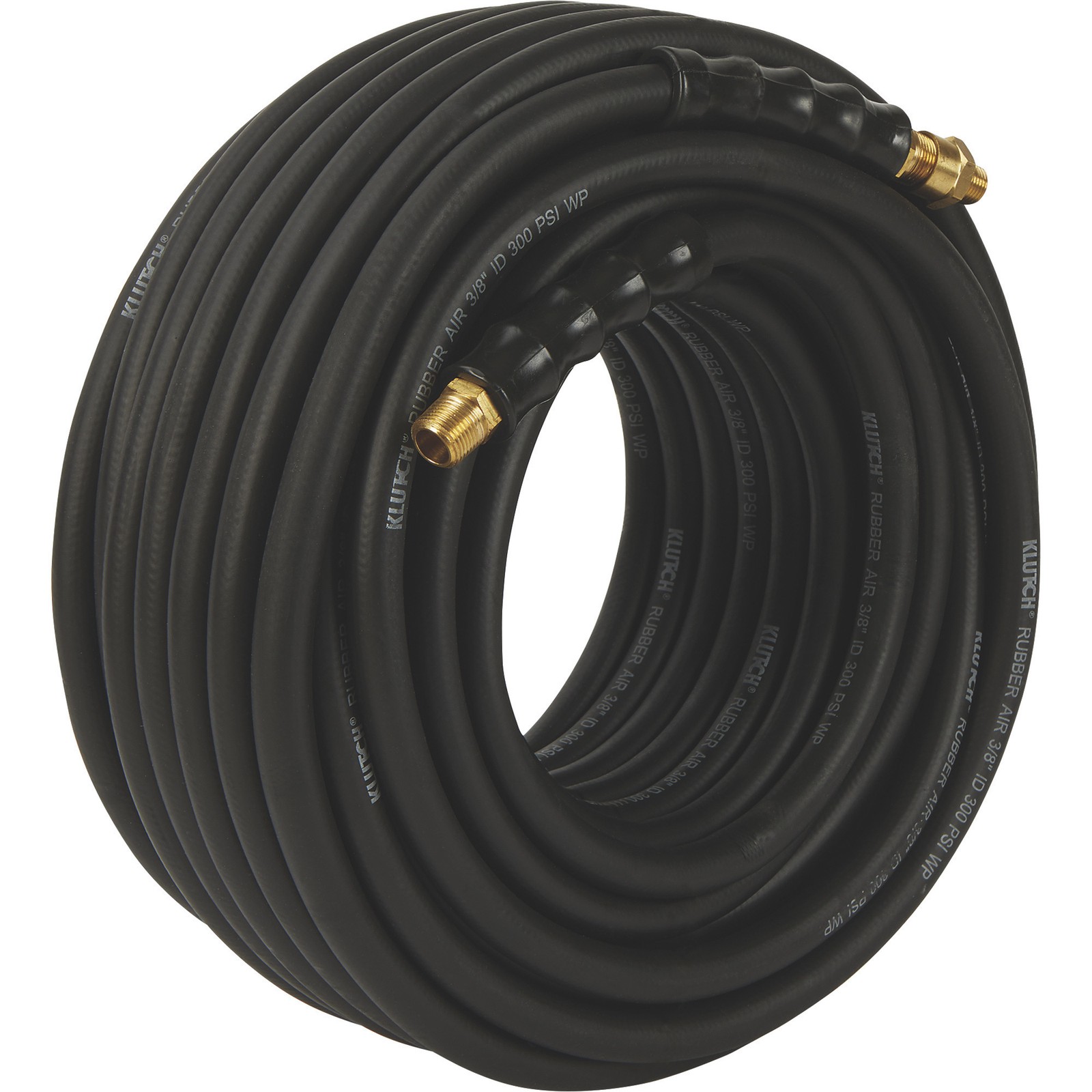 Klutch Rubber Air Hose, 3/8in. x 100ft., 300 PSI, Ozone-Resistant Cover