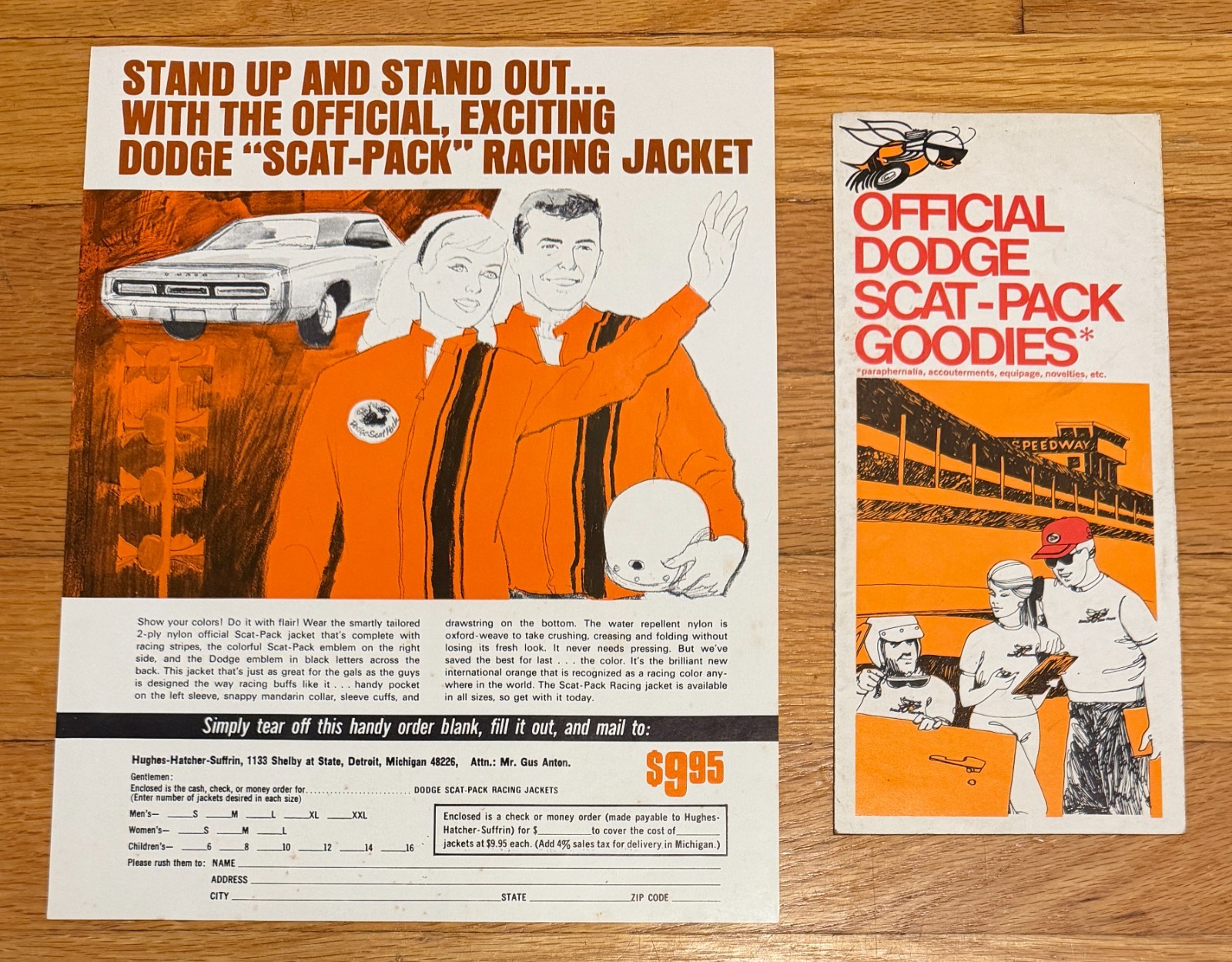 1968/1969 DODGE SCAT PACK Goodies/Racing Jacket ORDER FORMS Brochure R/T/GTS 1968/1969 DODGE SCAT PACK Goodies/Racing Jacket ORDER FORMS Brochure R/T/GTS