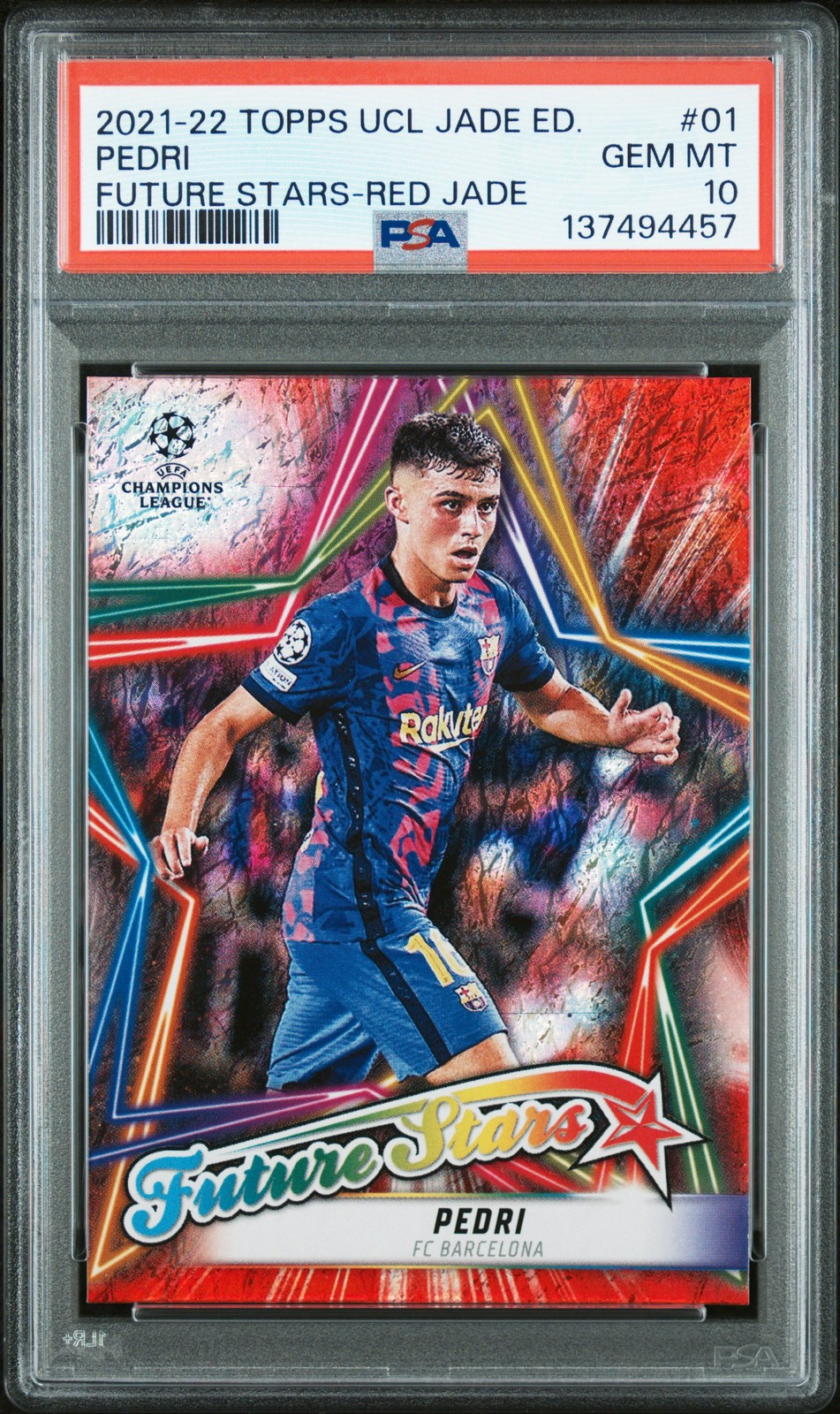 Pedri 2021-22 Topps UCL Jade Ed Future Stars Red Jade PSA 10 #2/5 Pedri 2021-22 Topps UCL Jade Ed Future Stars Red Jade PSA 10 #2/5