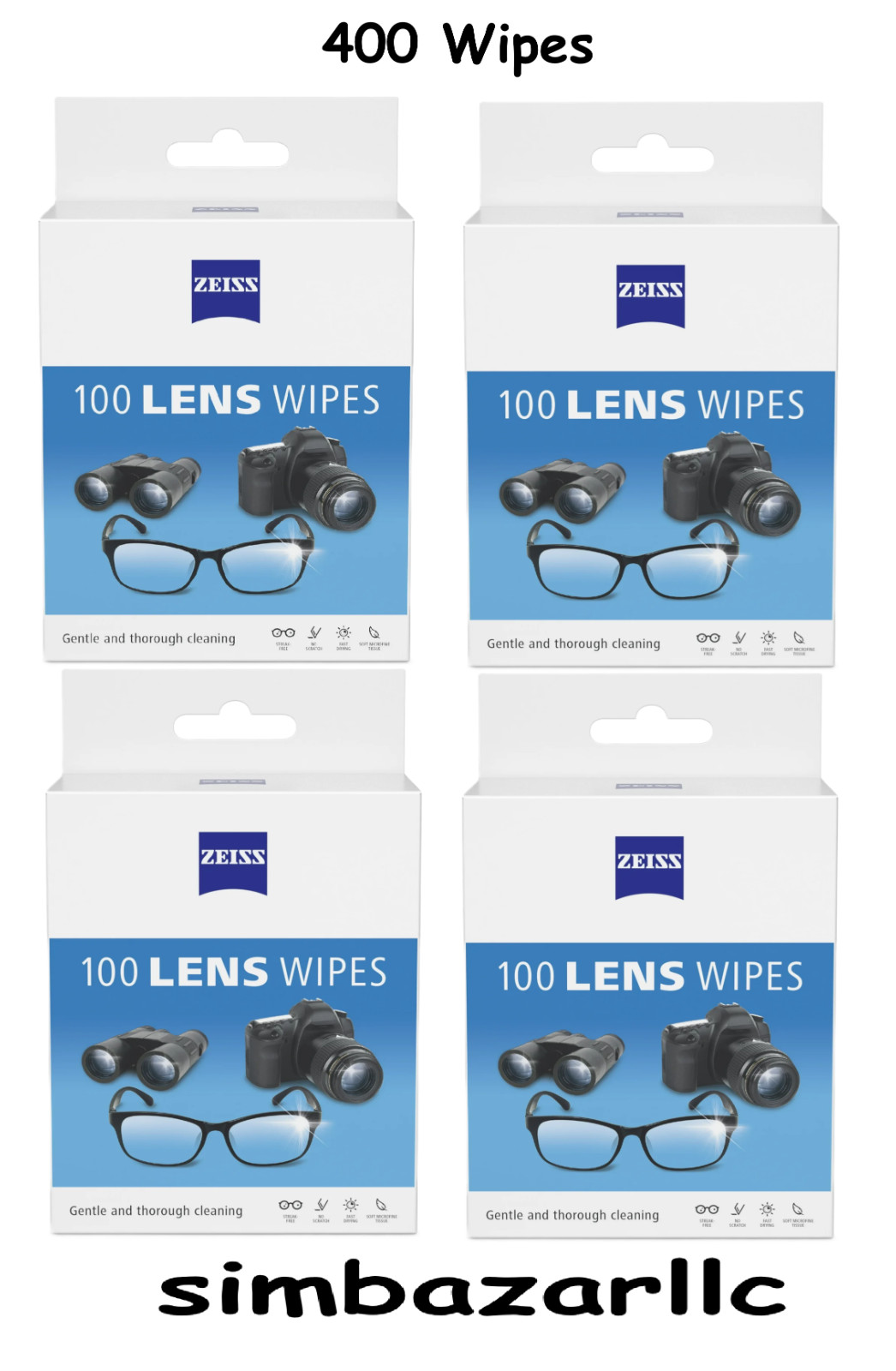 ZEISS Gentle and Thorough Cleaning Eyeglass Lens Cleaner Wipes, 100 Count 4 PACK ZEISS Gentle and Thorough Cleaning Eyeglass Lens Cleaner Wipes, 100 Count 4 PACK