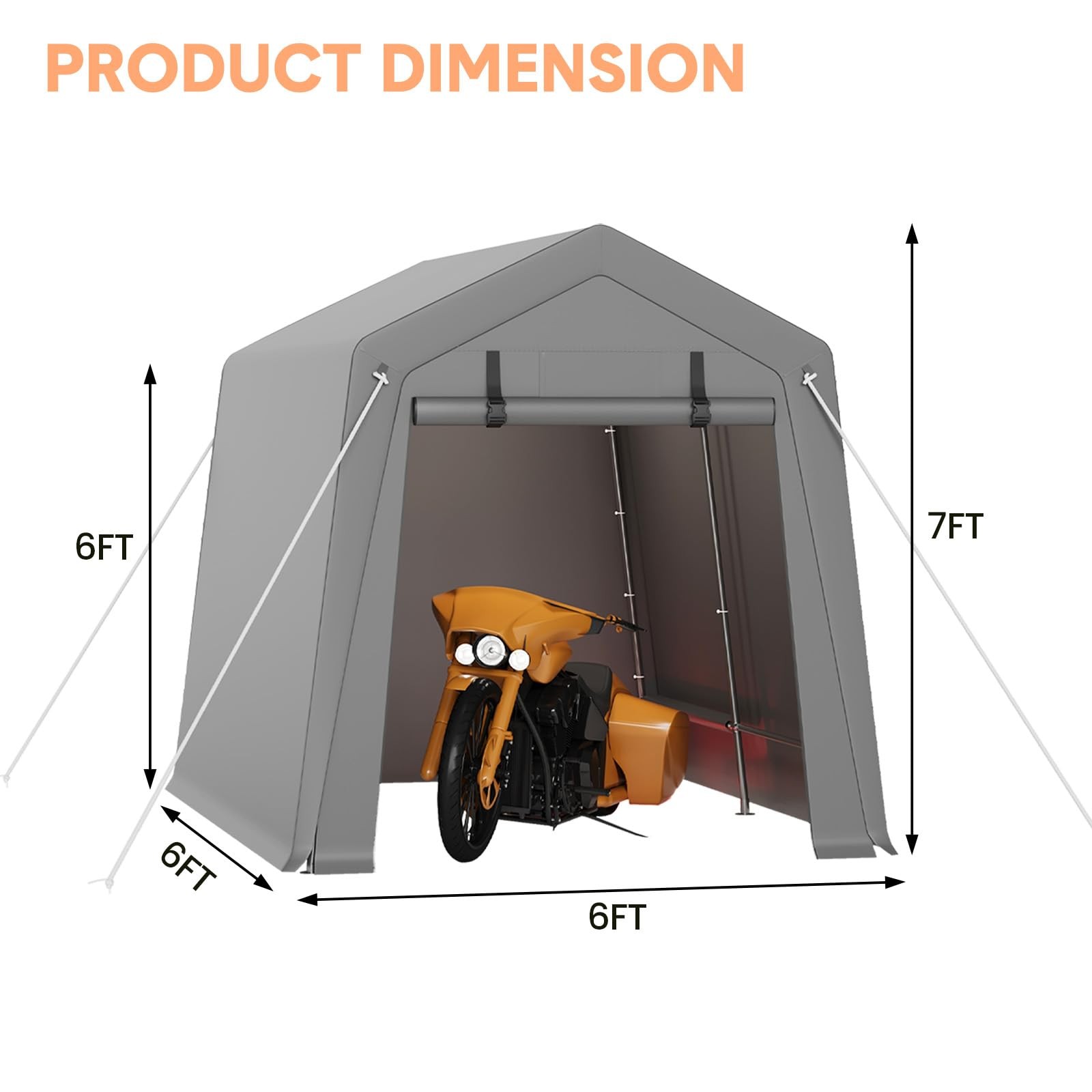 6x6/6x8/7x10/7x12/10x10 ft Outdoor Storage Shed Portable Garage Motorcycle Tent 6x6/6x8/7x10/7x12/10x10 ft Outdoor Storage Shed Portable Garage Motorcycle Tent