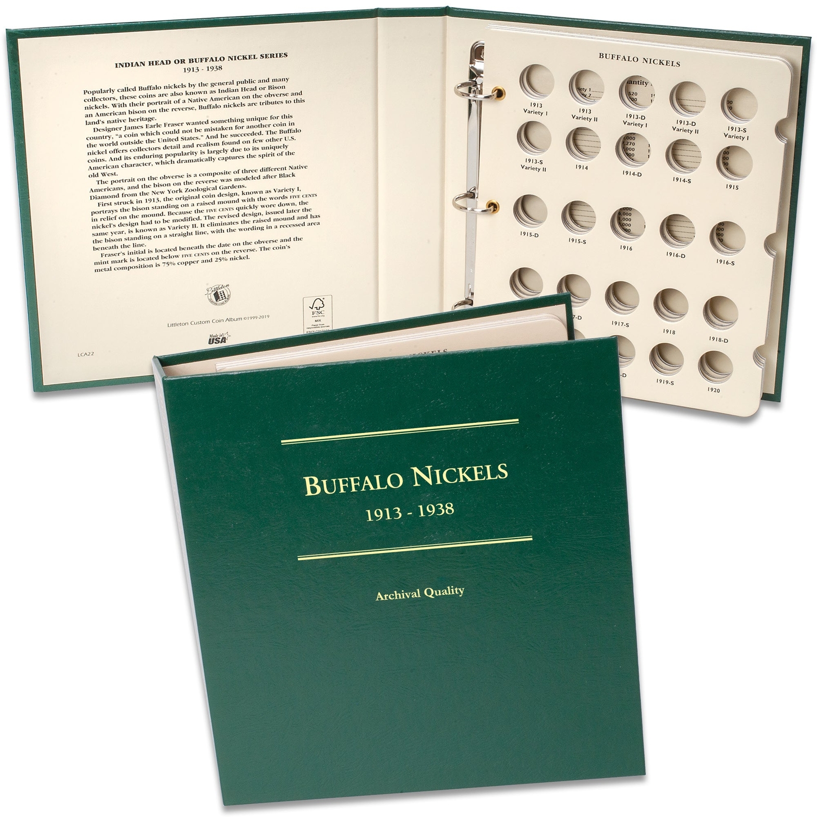 1913-1938 Buffalo Nickel Album Coin Storage
