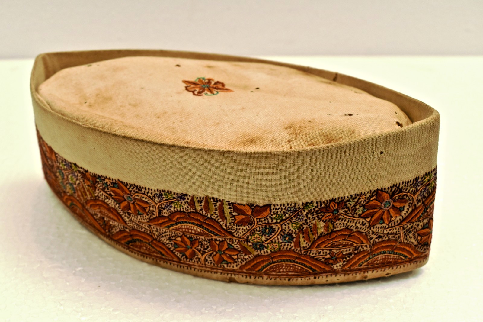Antique Marathi Boat Cap Kashmiri Hand Embroidery Dharsi Brothers Bombay 1930s
