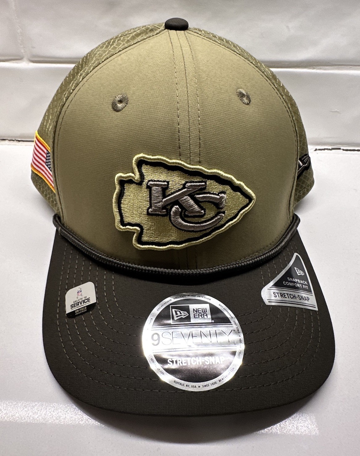 NEW Kansas City Chiefs New Era Salute to Service Adjustable Snapback Hat Green