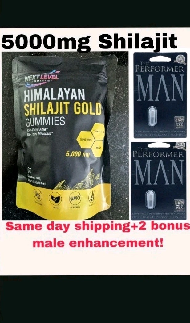 5000mg Shilajit Gummies, Ashwagandha, Fulvic Acid 60 Count+2 Performer Man Pills