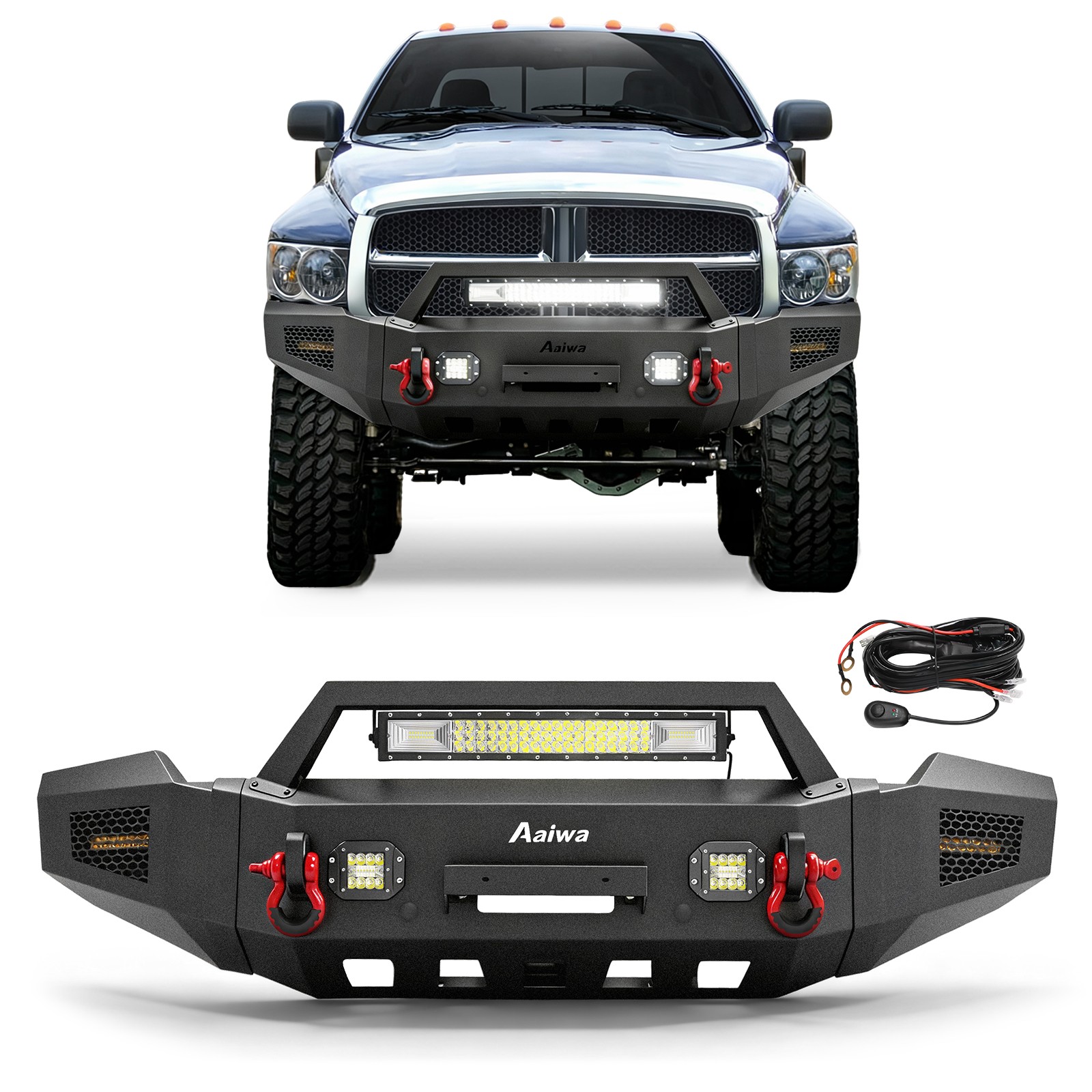 Aaiwa Fits 2003-2005 Dodge Ram 2500 3500 Front or Rear Bumper w/D-Ring and Light