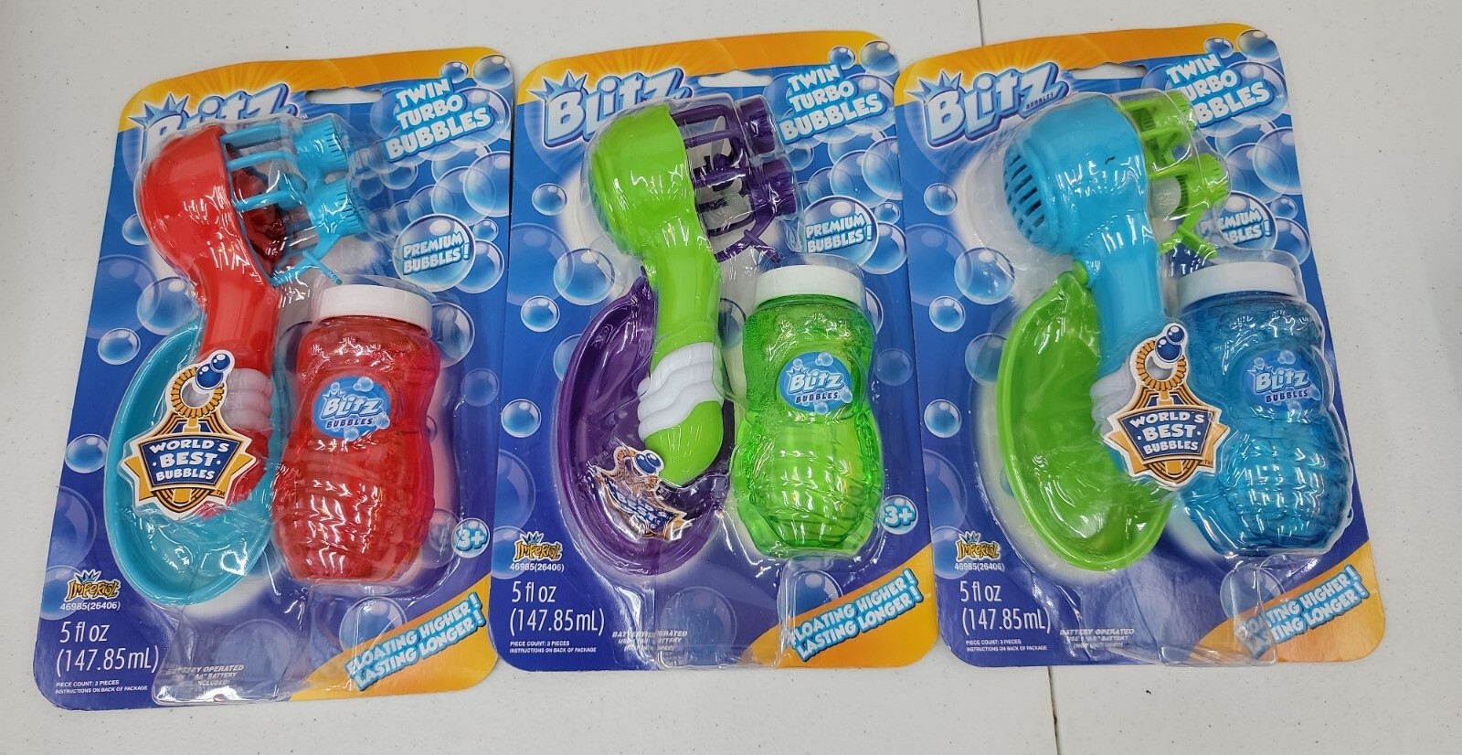 3x Blitz Twin Turbo Bubbles Premium bubbles with blower 3 colors 3x Blitz Twin Turbo Bubbles Premium bubbles with blower 3 colors