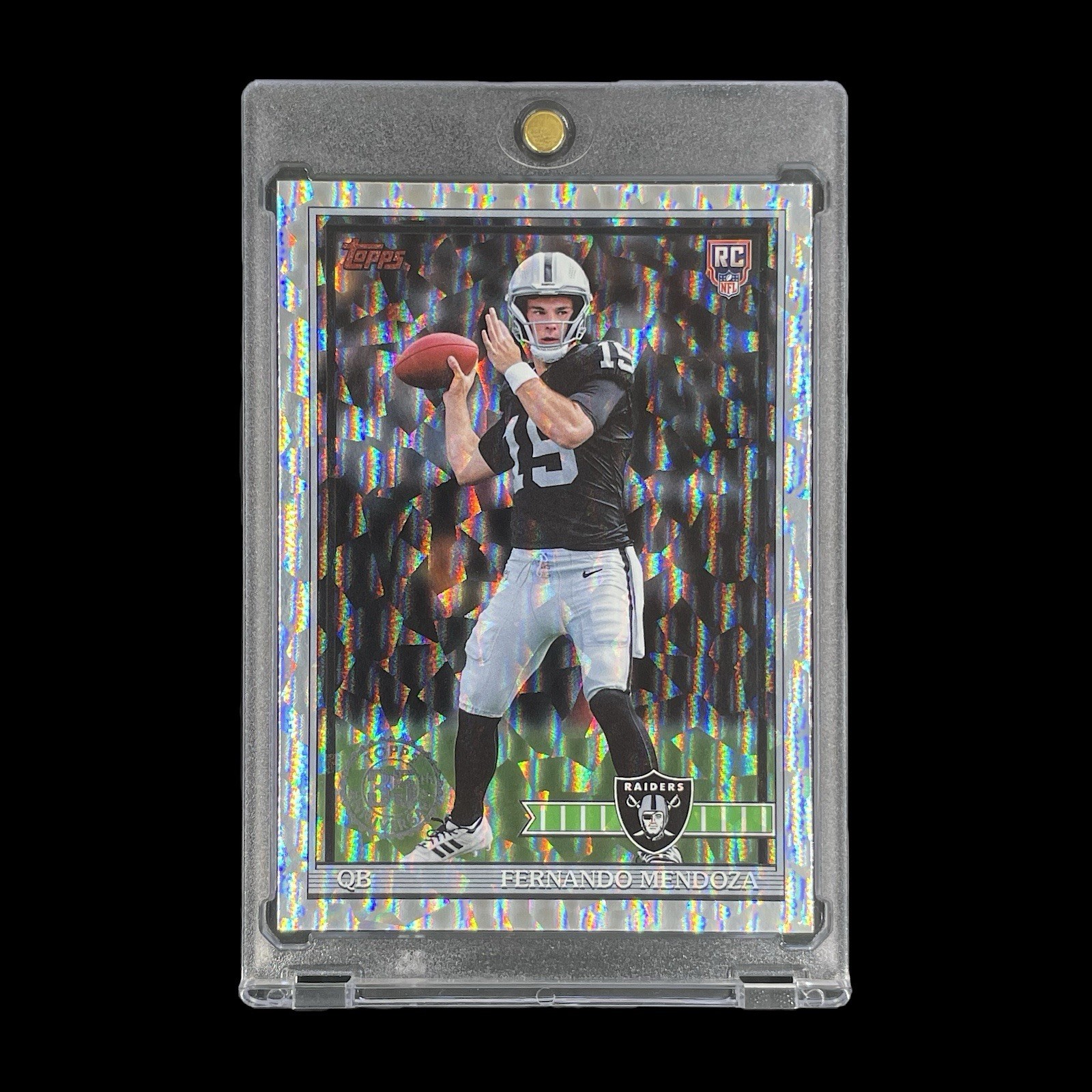 FERNANDO MENDOZA ROOKIE CRACKED ICE FOIL CARD 2026 Topps Throwback RC - Raiders