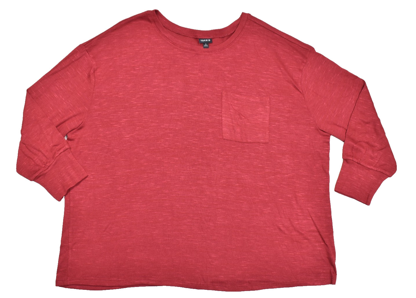 Torrid Women\'s Plus Size 3 3X Red Knit Long Sleeve Pocket Crewneck Top Rayon Torrid Women\'s Plus Size 3 3X Red Knit Long Sleeve Pocket Crewneck Top Rayon