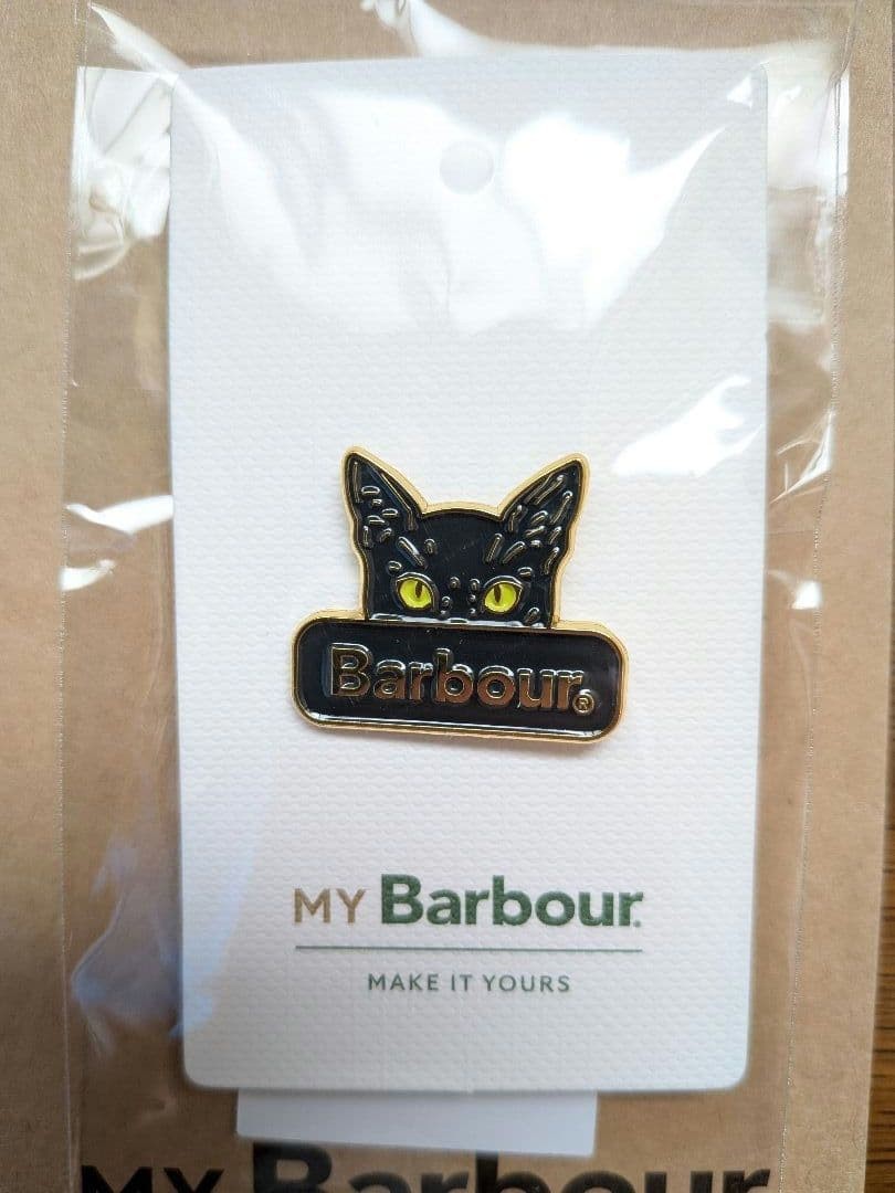 Barbour Black Harajuku Store Official Limited Pin Badge Cat Rare Outdoor Model L