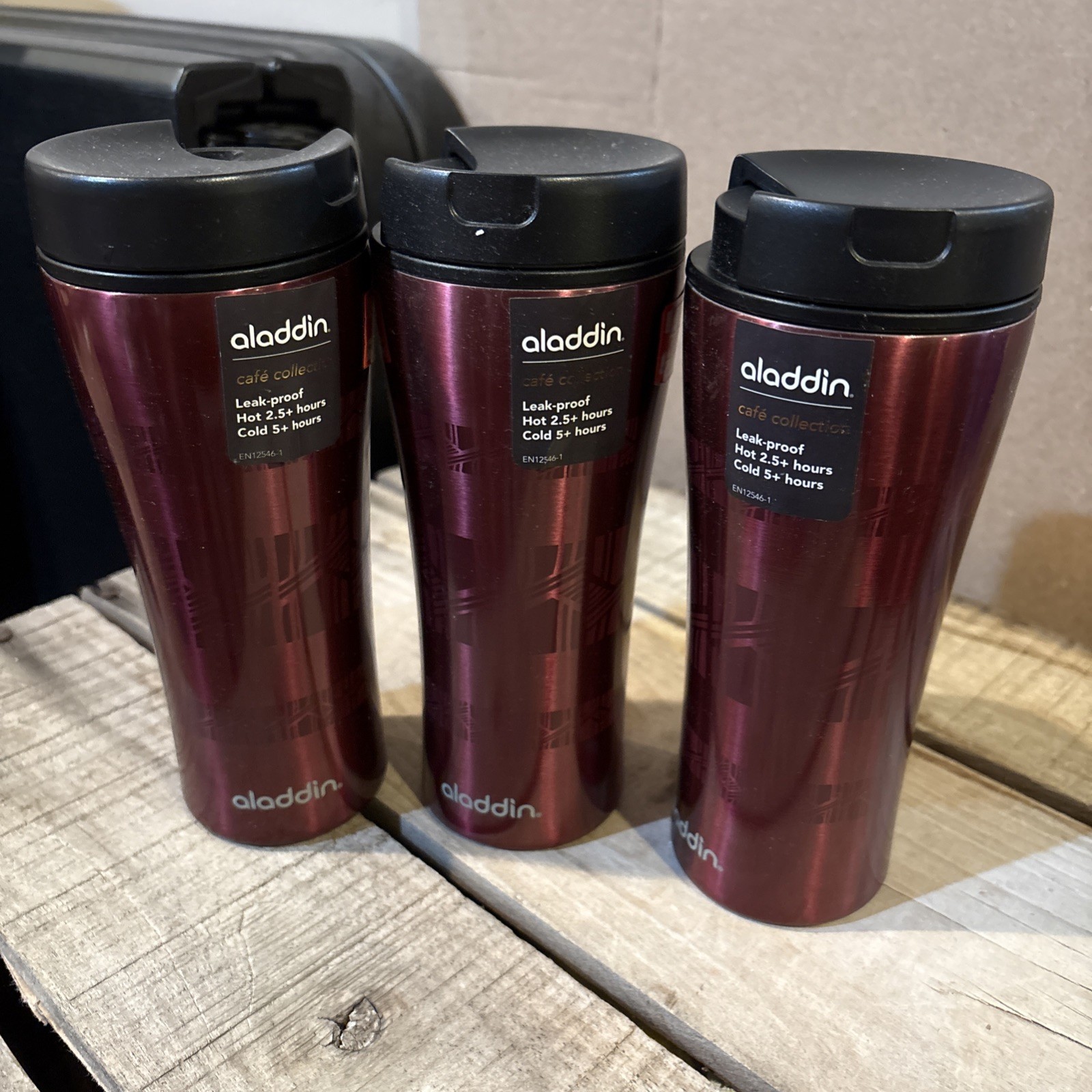 3 Vintage Aladdin Cafe’ Collection 16oz Etched Aluminum Leak Proof Tumbler NOS 3 Vintage Aladdin Cafe’ Collection 16oz Etched Aluminum Leak Proof Tumbler NOS