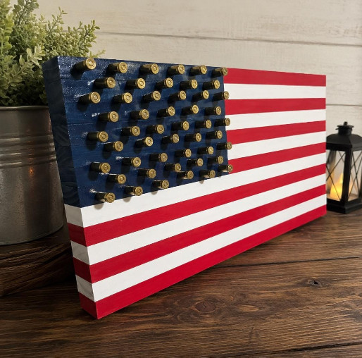 American Flag Rustic Wooden - 9mm shell for the stars 18.5 inches by 9.5 inches