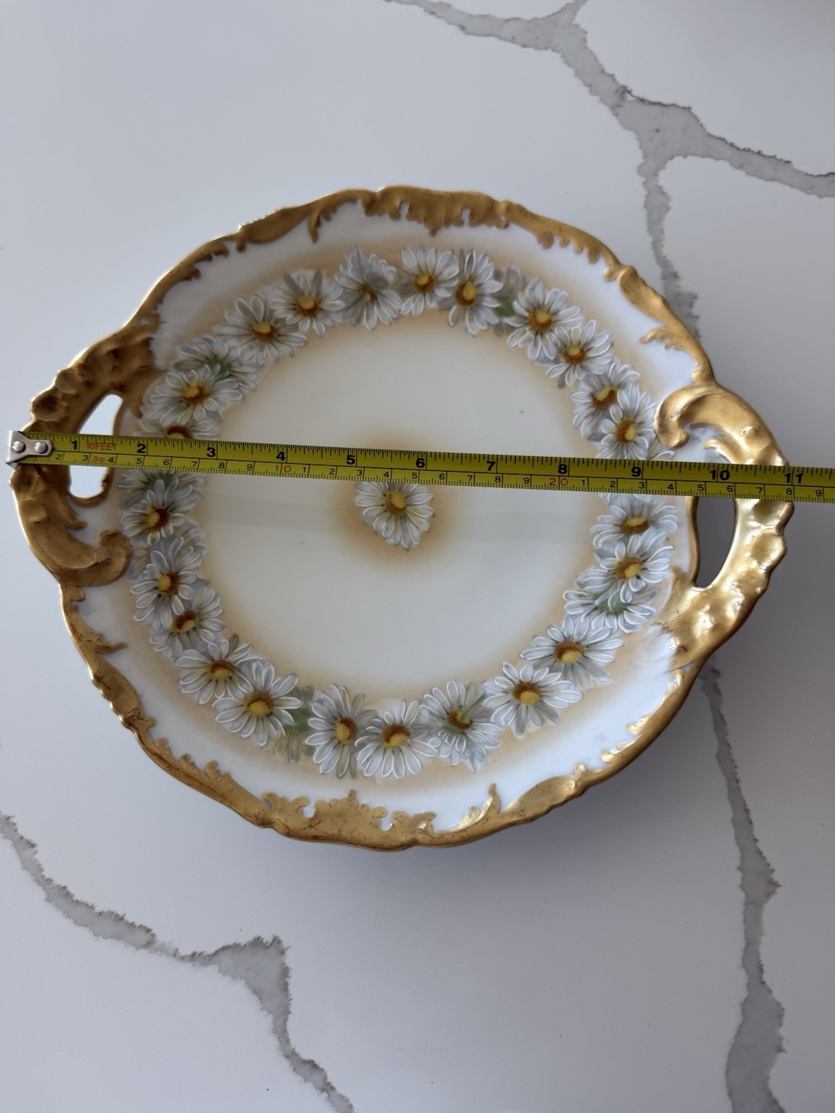 T & V LIMOGES Daisy Chain 2 Handled Venice Cake Plate 11\