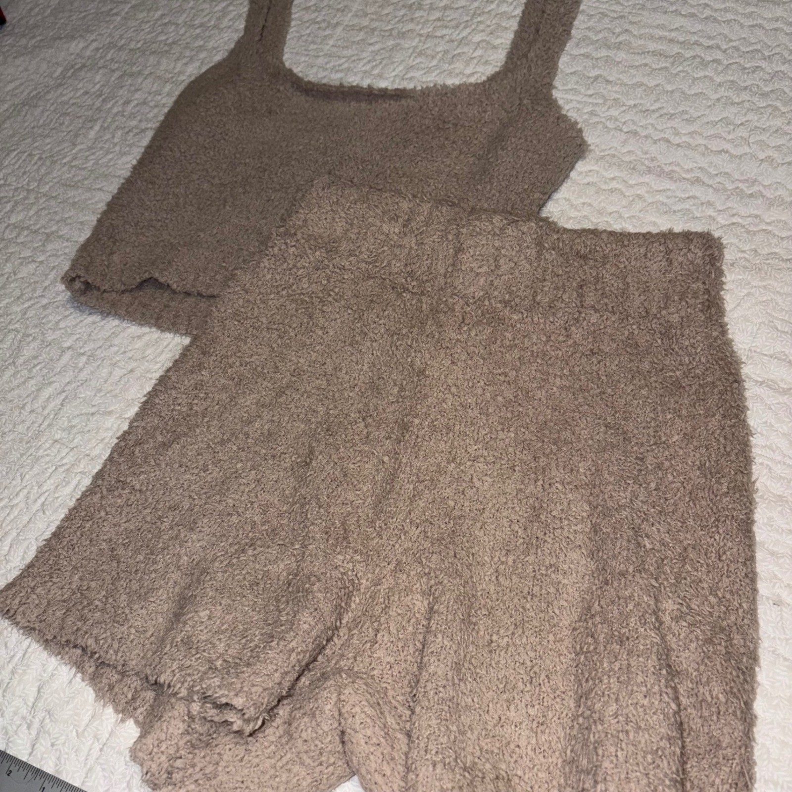 SKIMS Cozy Knit Tank and Short Set Dusk Brown Boucle Lounge Set SM