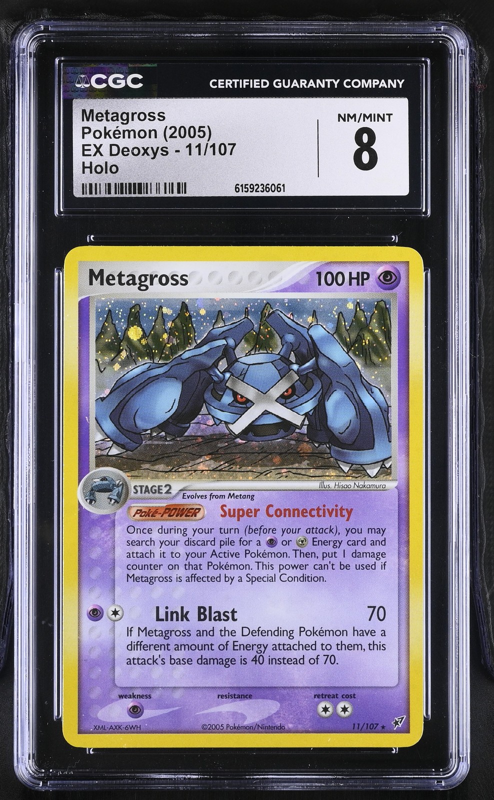 CGC 8 Metagross 11/107 EX Deoxys Holo Pokemon Card