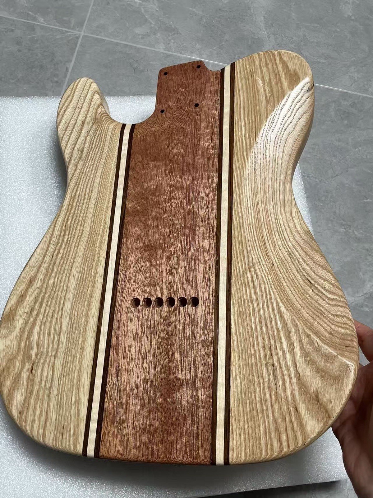 AAAAA Handcrafted  9-Piece Guitar Body Ash & Mahogany Satin Natural Wood Grain