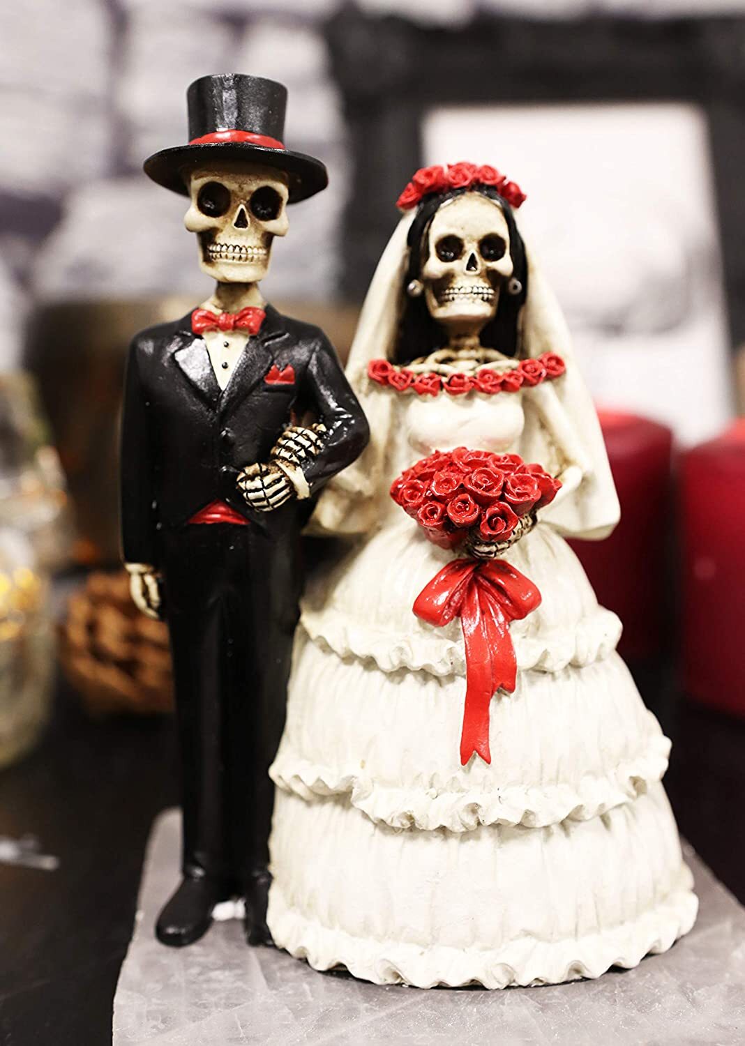 Ebros Love Never Dies Wedding Bride And Groom Skeleton Couple Figurine 5.5 Ebros Love Never Dies Wedding Bride And Groom Skeleton Couple Figurine 5.5