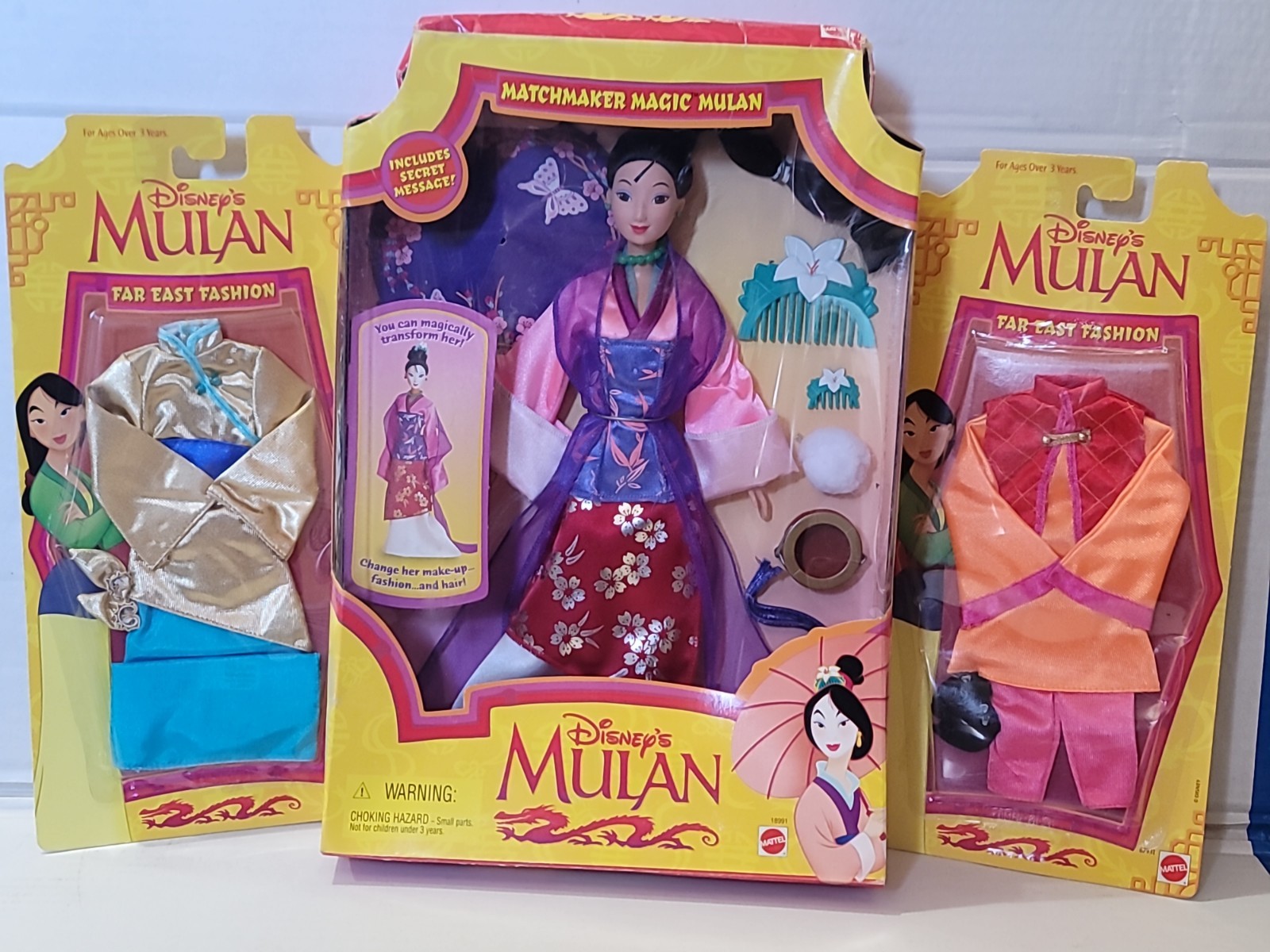 Matchmaker Magic Mulan Mattel 1997 Disney Mulan Doll 2x Far East Fashion Outfits