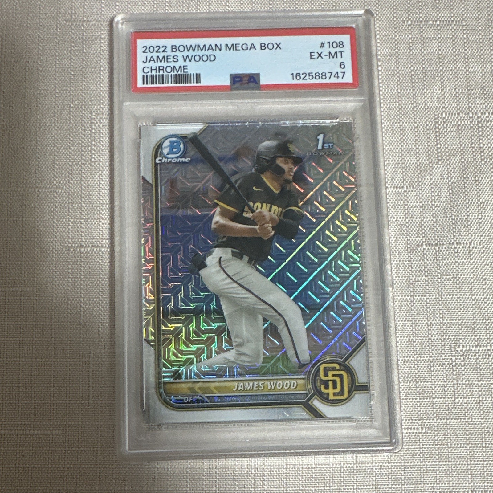 2022 Bowman Mega Box James Wood #108 [1st][Chrome] PSA 6 Padres