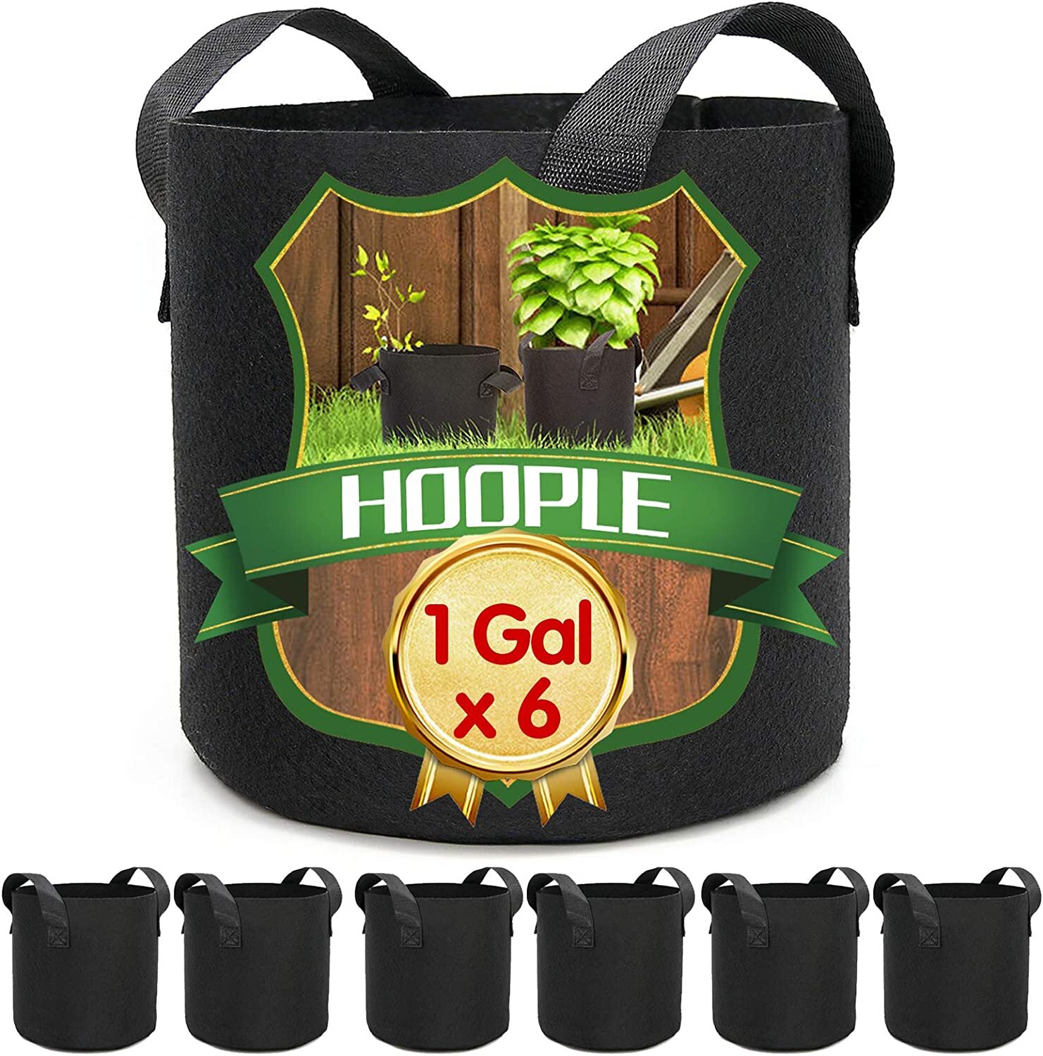 6 Pk Plant Grow Bags Fabric Pot Nursery Soil Bag with Handles Thickened Nonwoven 6 Pk Plant Grow Bags Fabric Pot Nursery Soil Bag with Handles Thickened Nonwoven