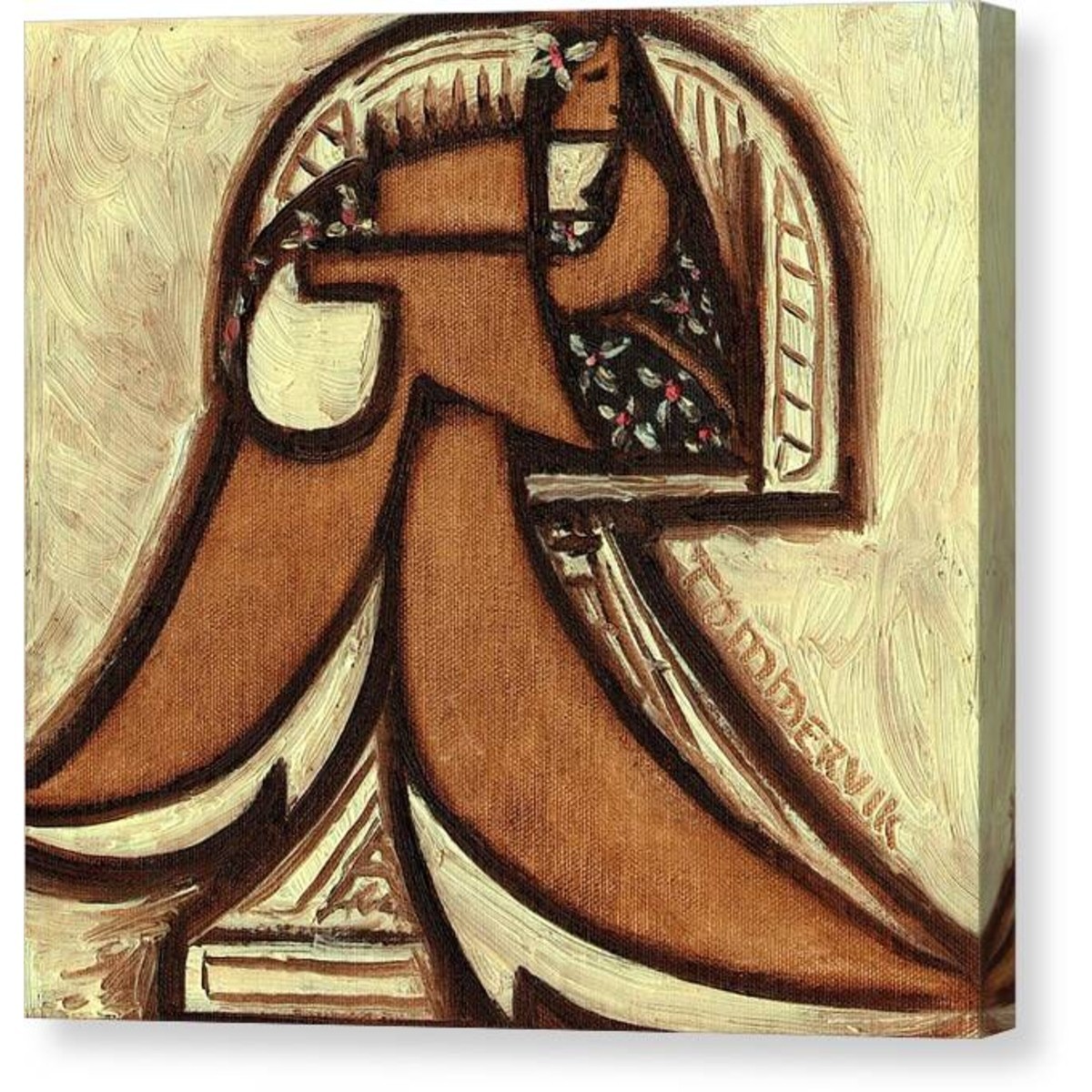 Hawaiian Woman On Rattan Wicker Chair Canvas PRINT 16x15\