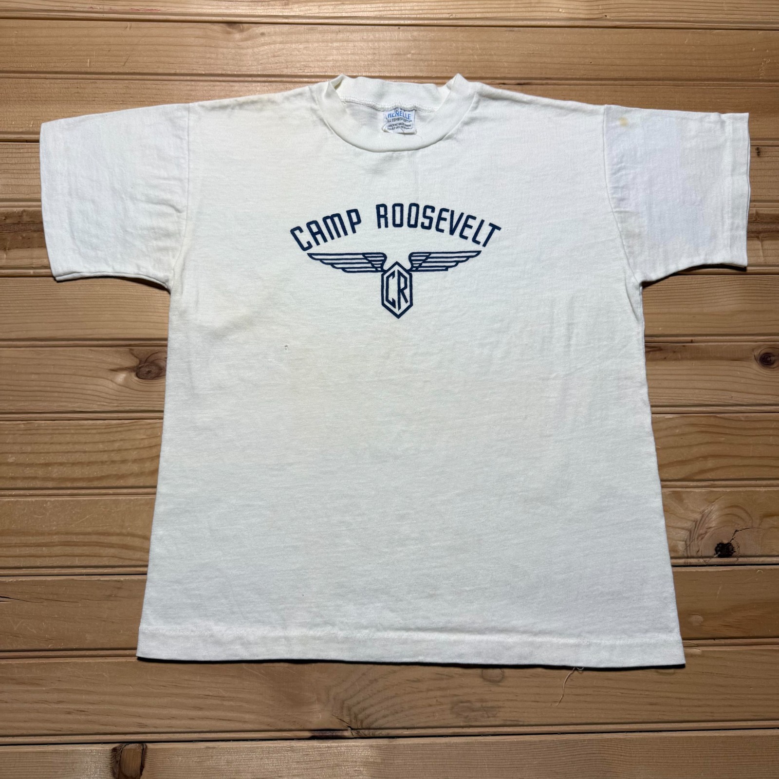 Vintage 60s Camp Roosevelt CR Winged Logo Graphic T-Shirt Youth Large (14-16)