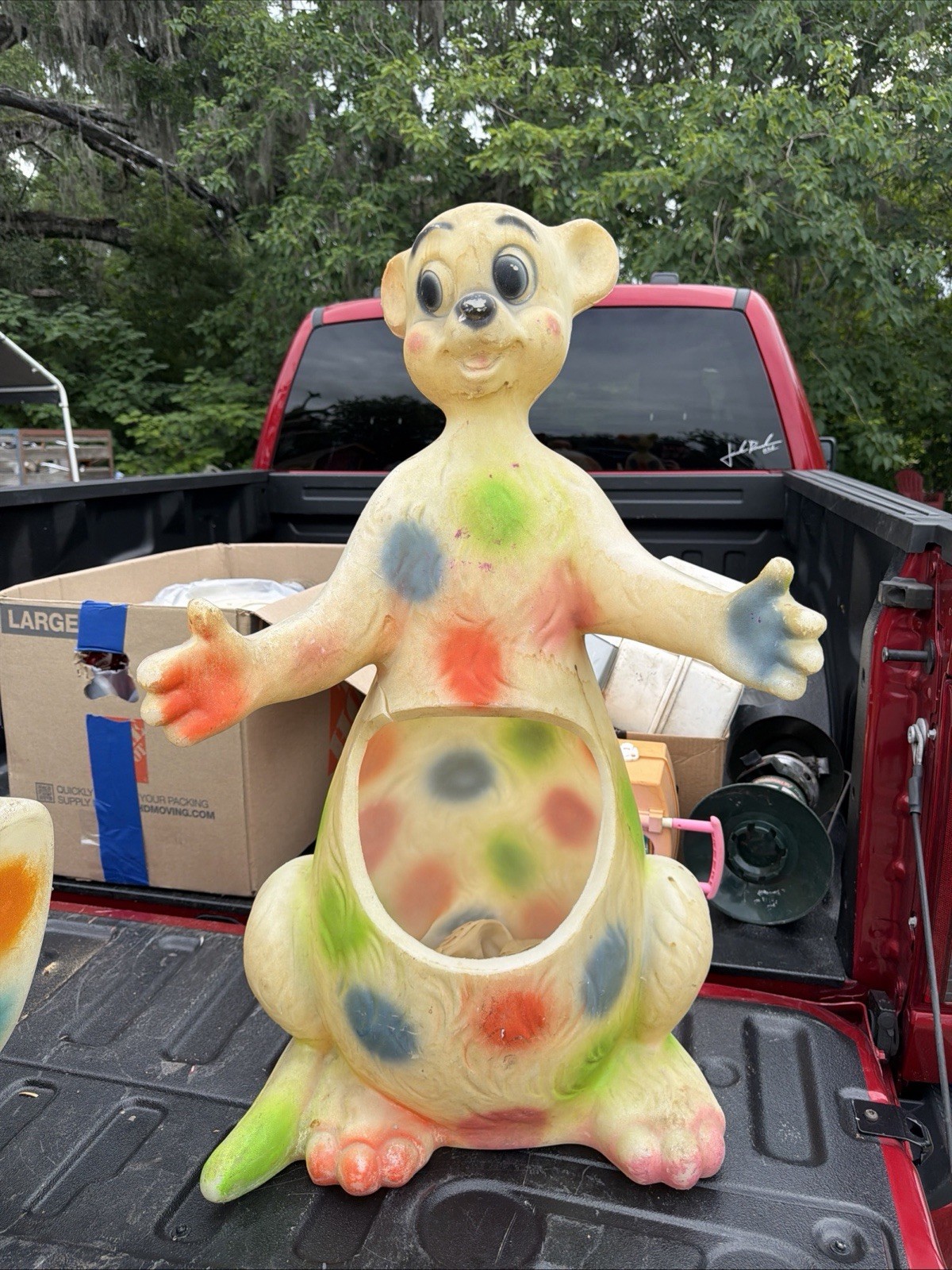 Vintage Blow Mold Kangaroo Toy Box Hamper 33” EDWARD MOBLEY With Apron Vintage Blow Mold Kangaroo Toy Box Hamper 33” EDWARD MOBLEY With Apron