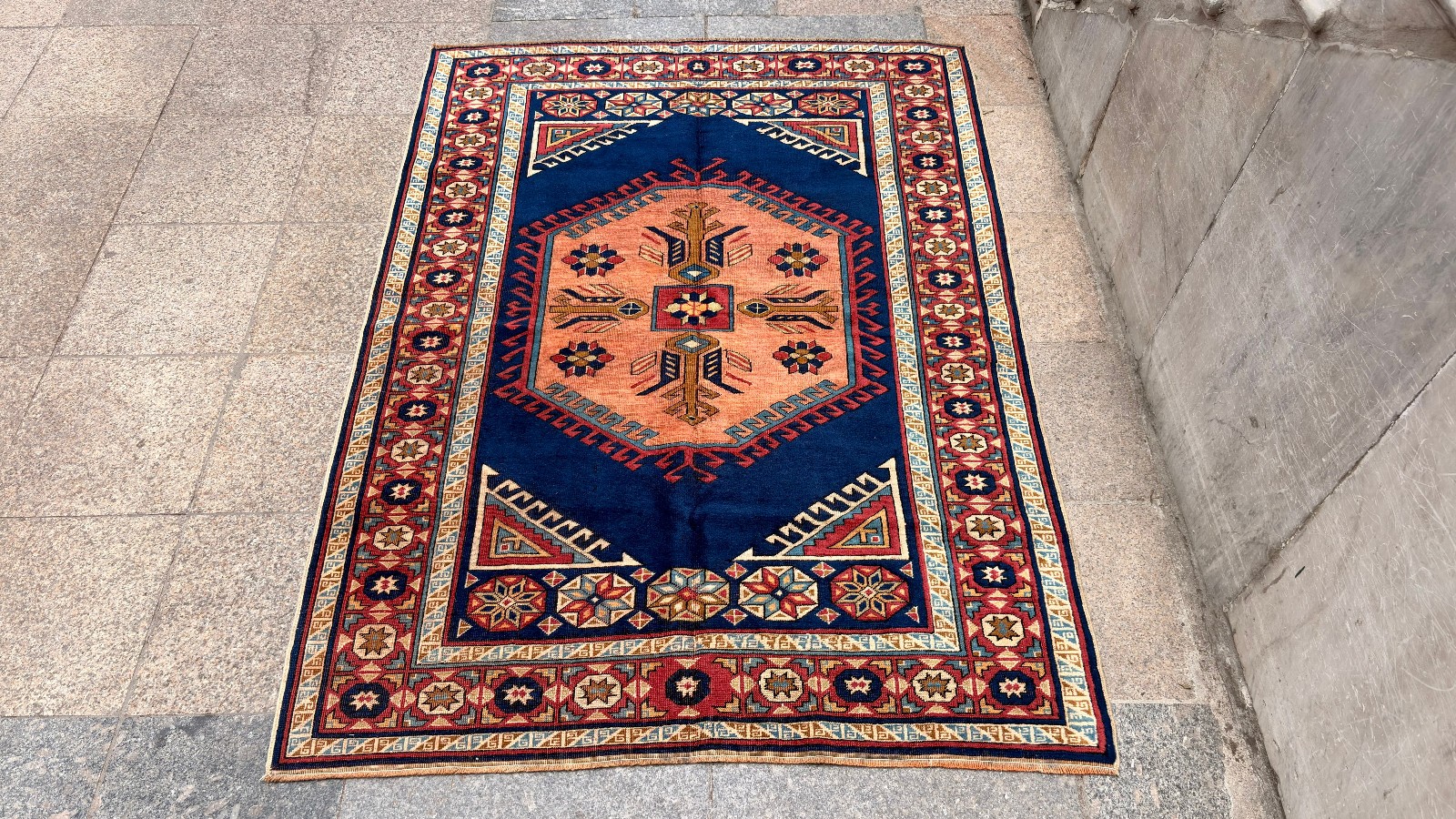 4'10'' X 6'7'' Vintage Carpet Natural Village Rug Handmade Rug.SKU:IM1766
