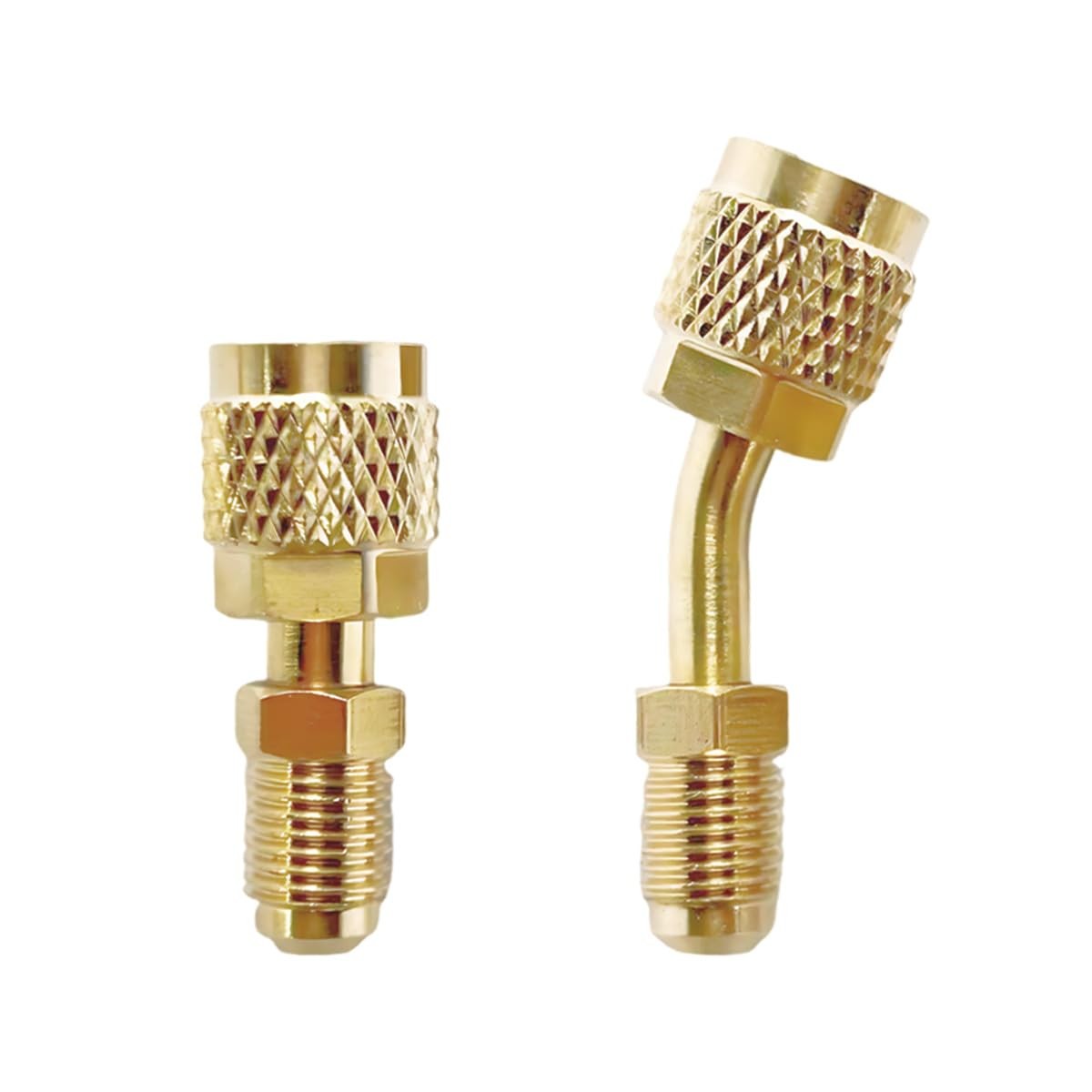 ZIMISI Car R410A Straight & Angled Adapter, Mini Split Adapter 2PCS, Gold 
