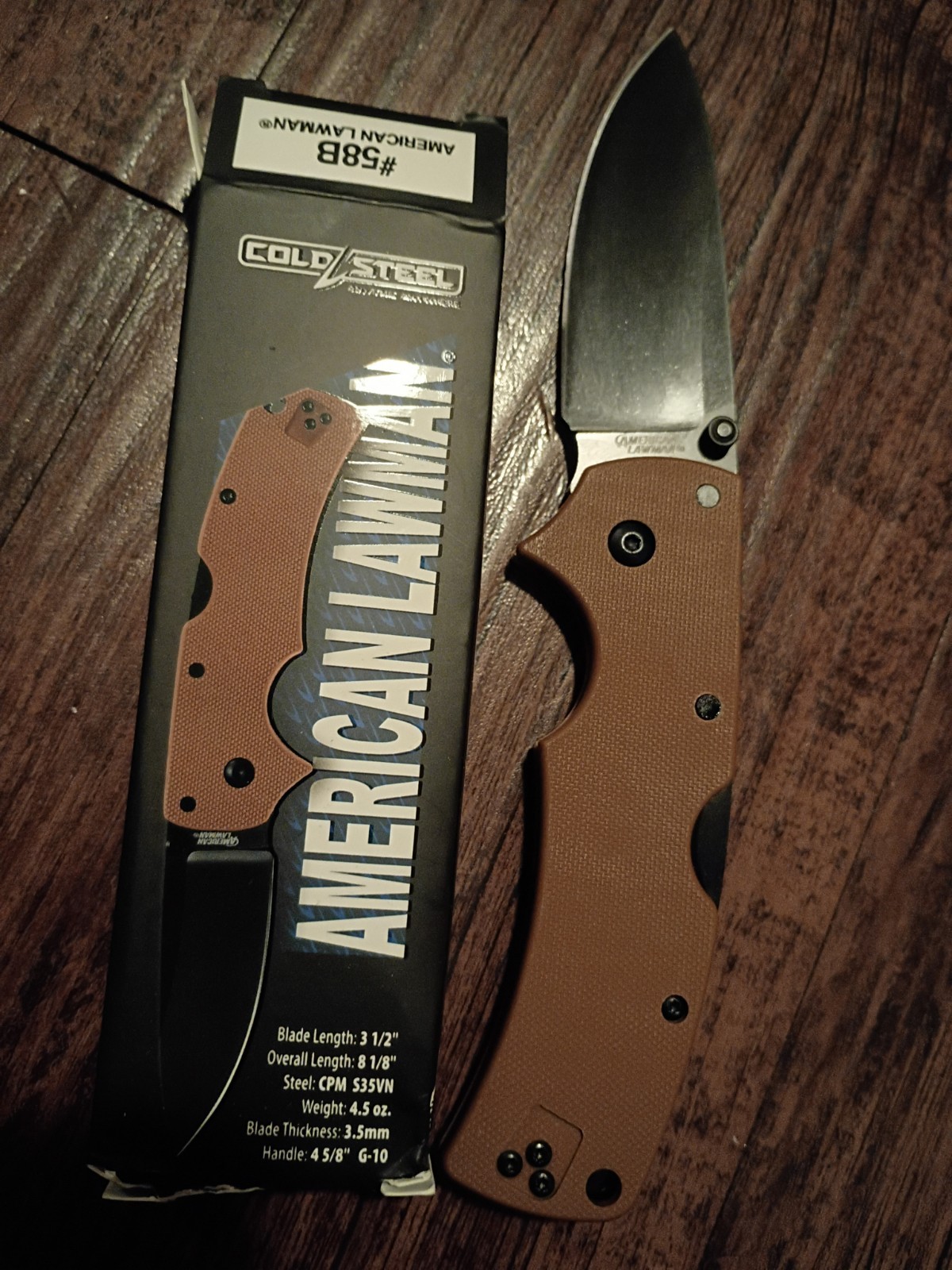 American Lawman Cold Steel Drop Point Desert Tan G-10 CPM S35VN Blade American Lawman Cold Steel Drop Point Desert Tan G-10 CPM S35VN Blade