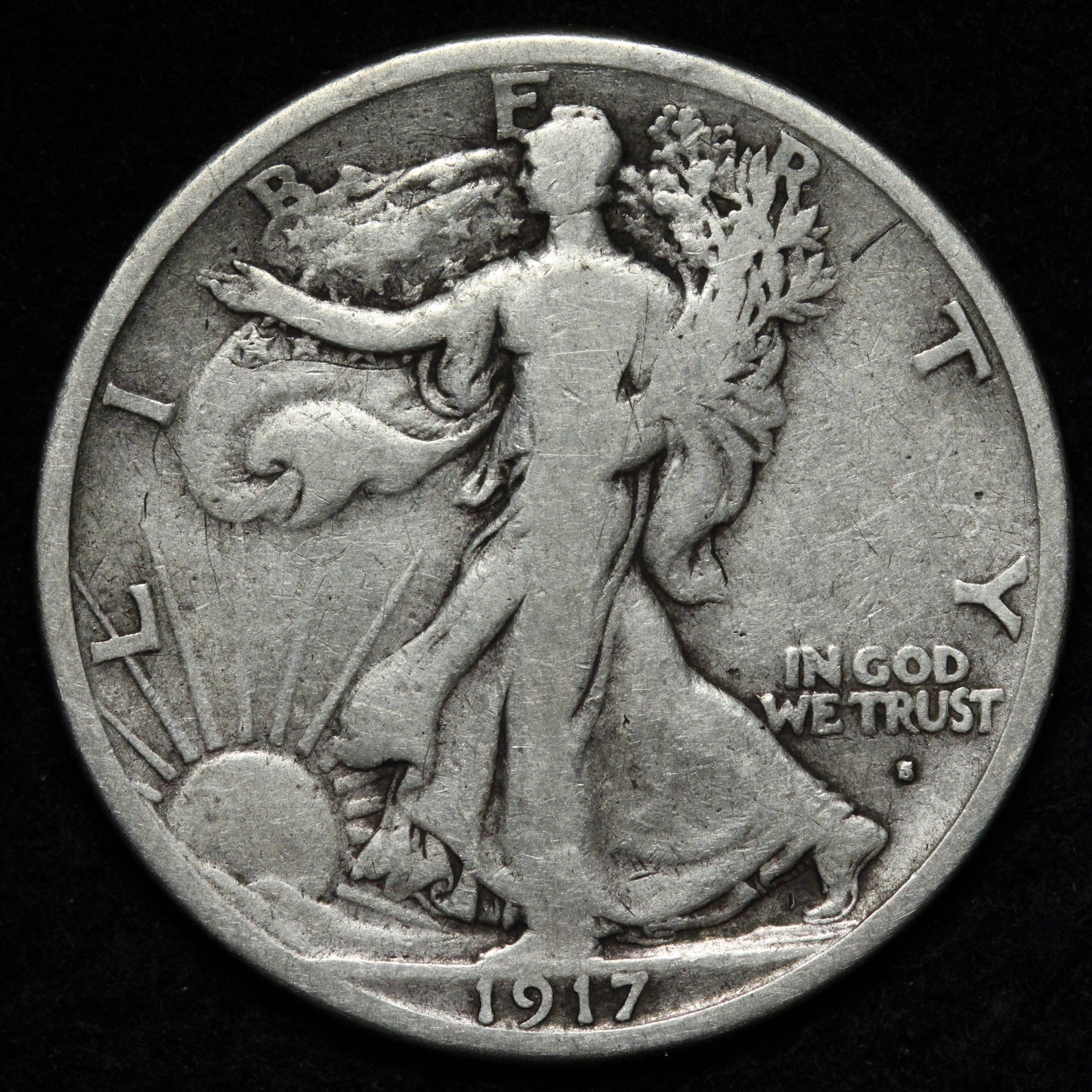 1917-S OBVERSE Walking Liberty Half Dollar FINE E719 UQTHB