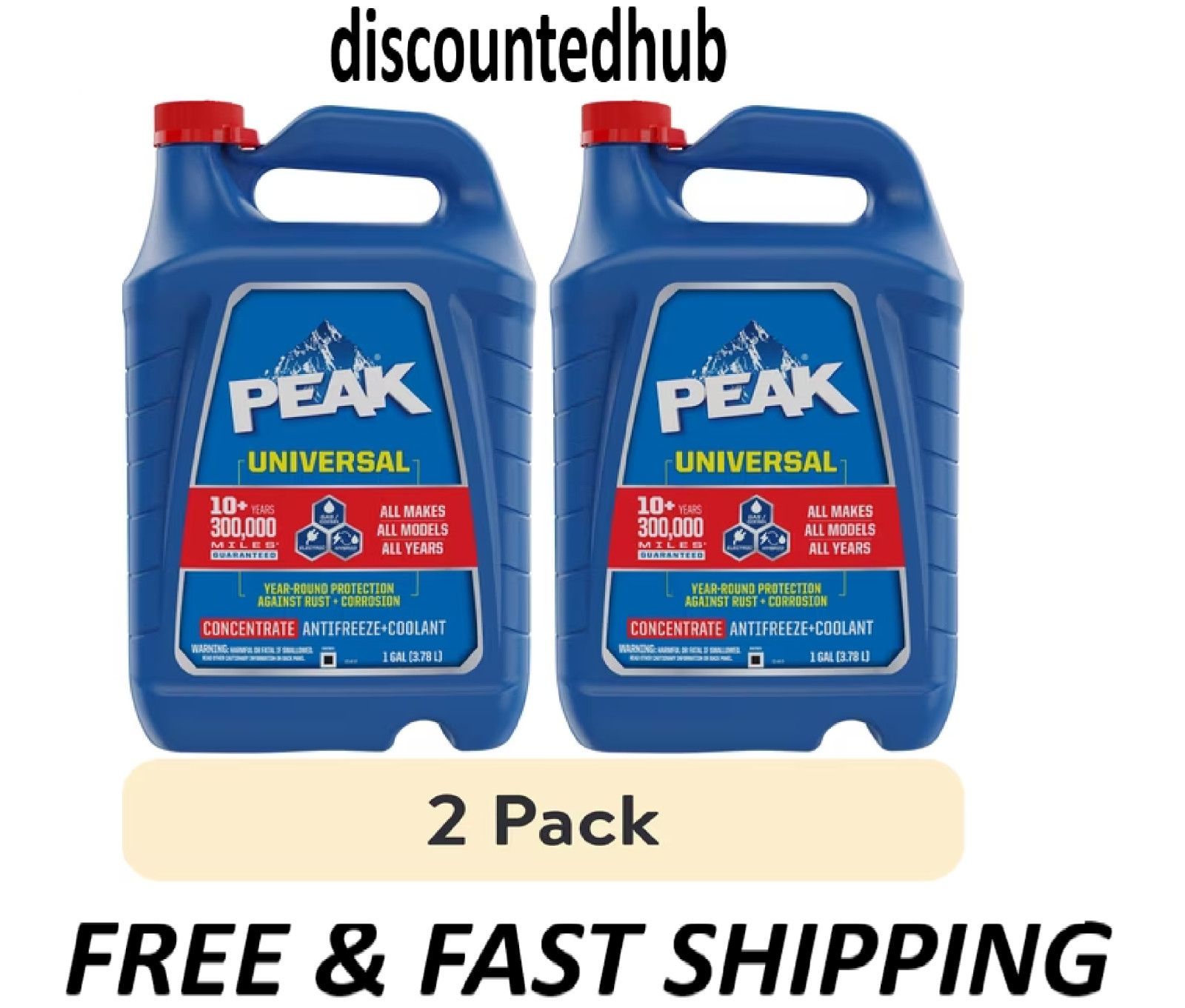 PEAK Universal Concentrate Antifreeze + Coolant for All Vehicles, 1 gal (2 Pack)