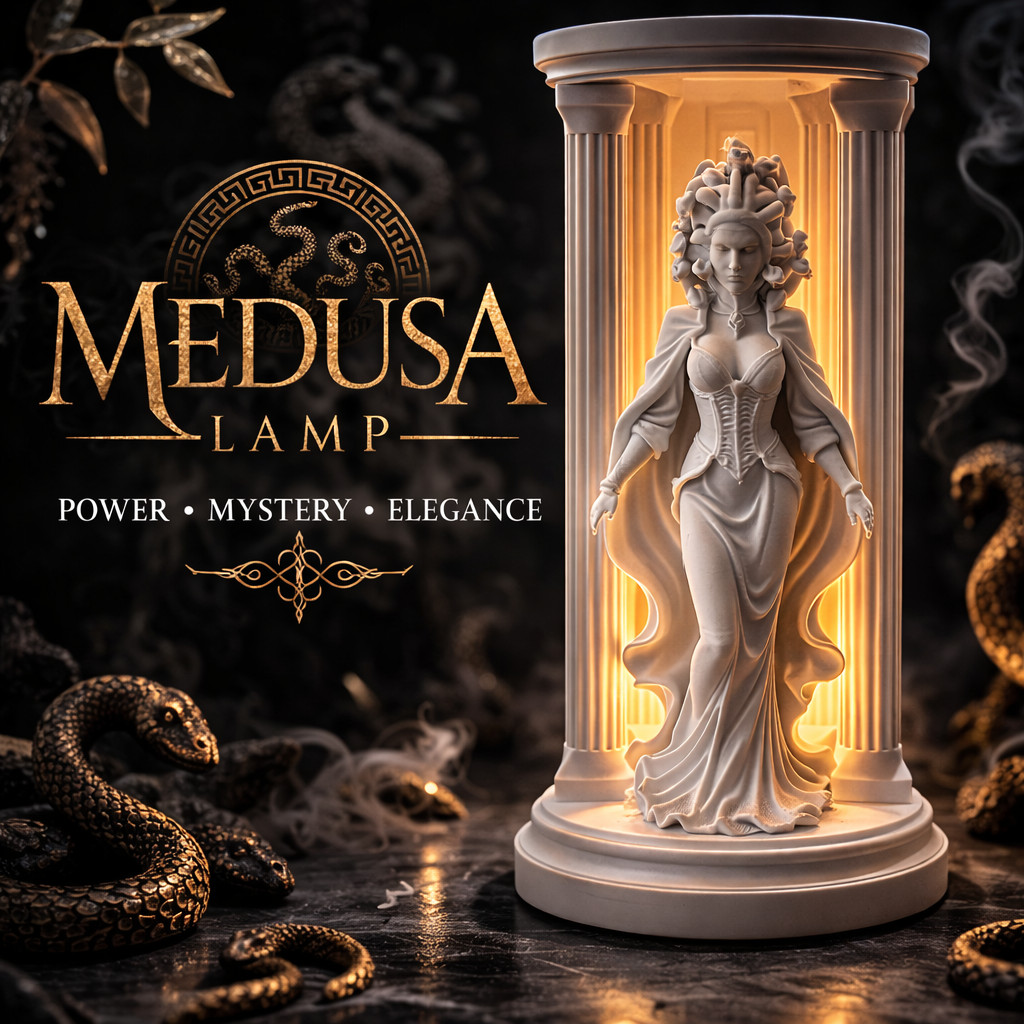 Medusa Lamp Greek Mythology Decor LED Night Light Statue Table Lamp
