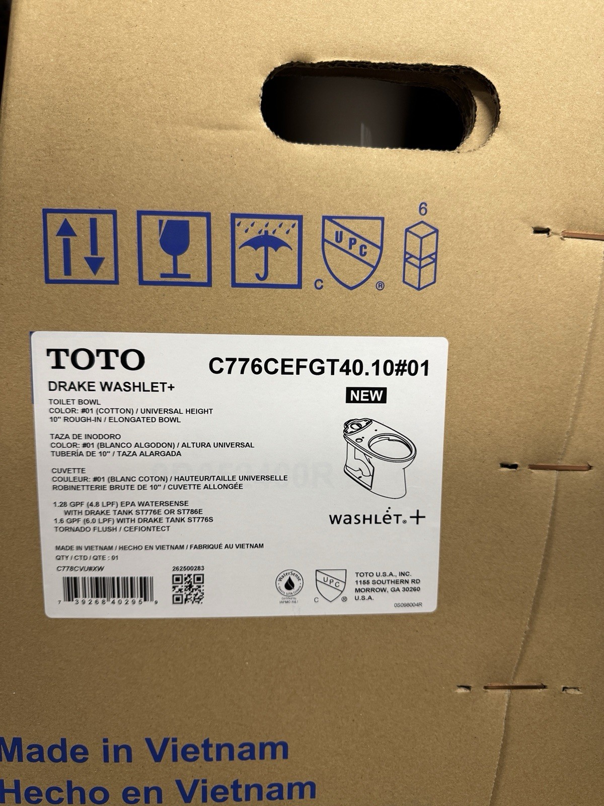 TOTO Drake C776CEFGT40.10#01 WASHLET+ Elongated Toilet Bowl 10” Cotton TOTO Drake C776CEFGT40.10#01 WASHLET+ Elongated Toilet Bowl 10” Cotton