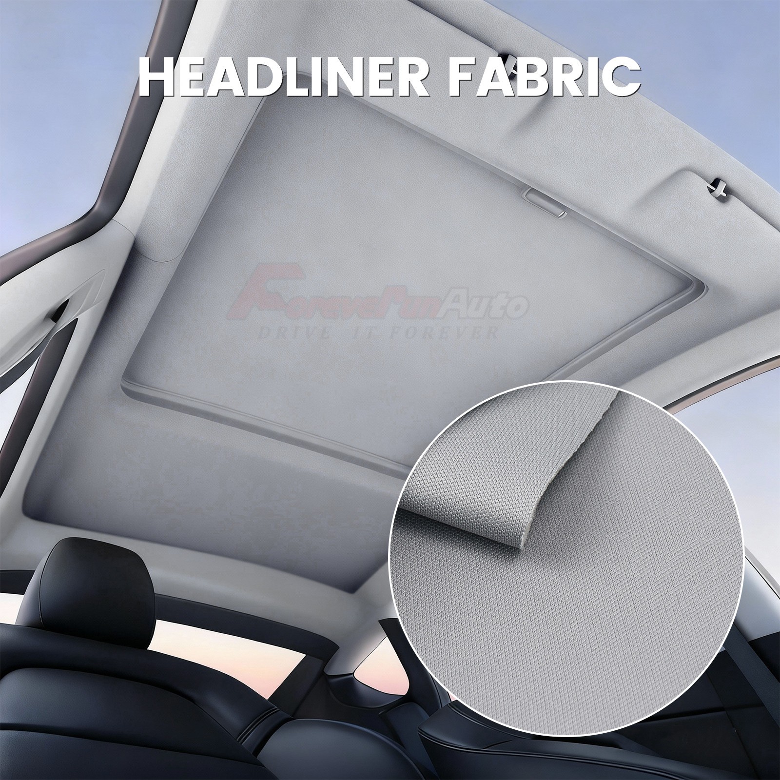 Gray Flat Knit Headliner Fabric Foam Backed for Car Roof Liner Repair 108\