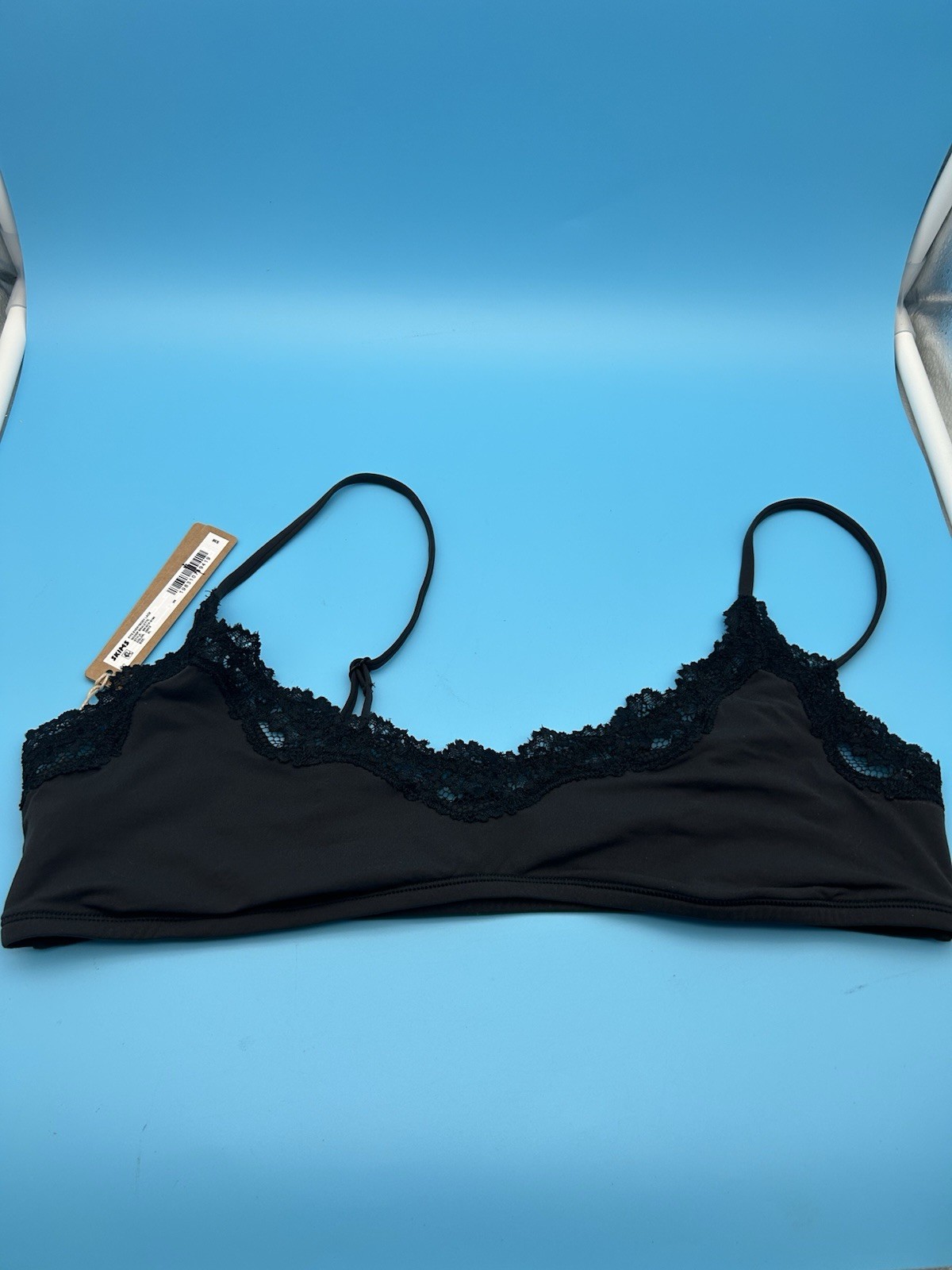 SKIMS Fits Everybody Lace Scoop Bralette XL Onyx Black NWT $38